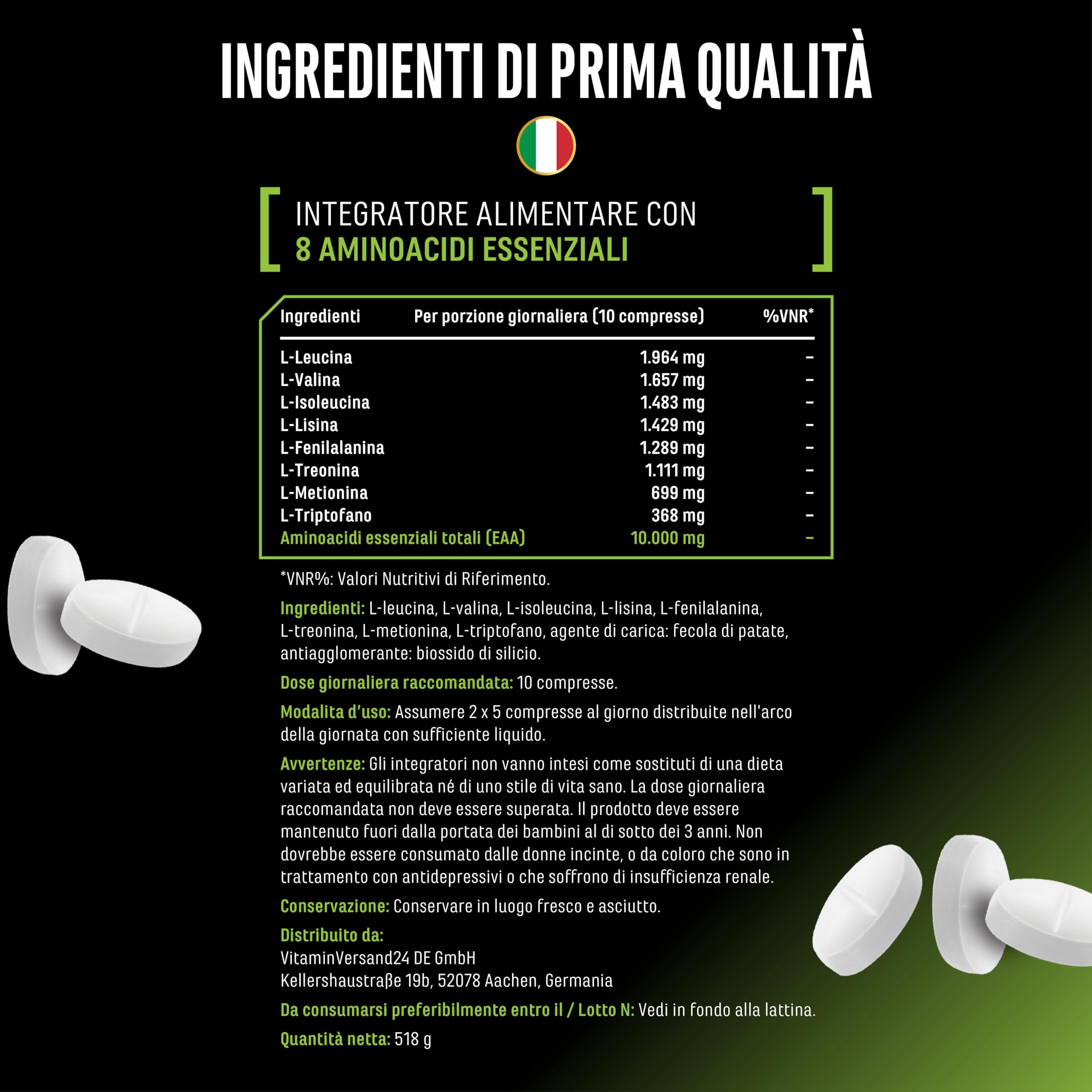 Elite EAA & BCAA Multi Amino-EAA Pattern Code compresse 500 da 1000 mg