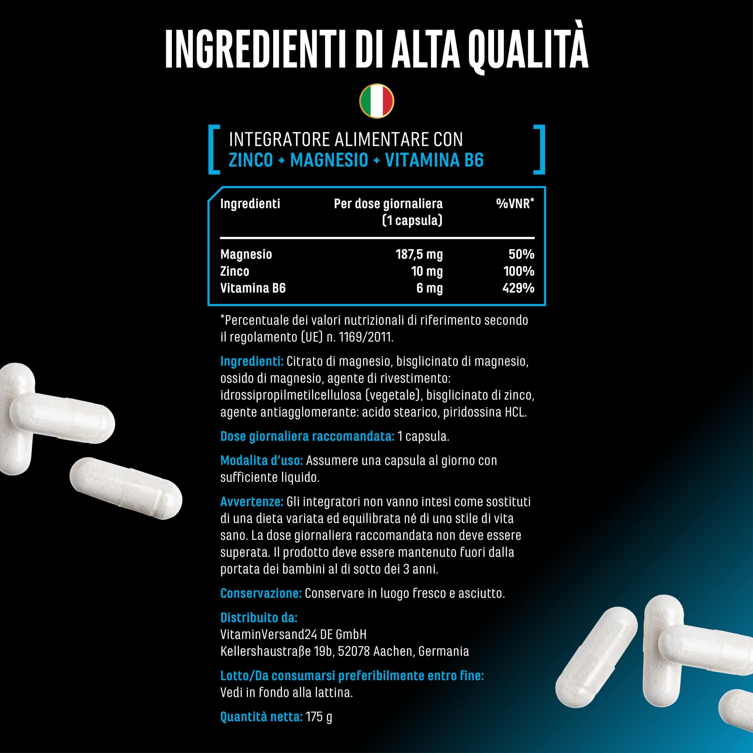 Elite Vitamins, Minerals & Hydration ZMA MAX capsule 180 pezzi magnesio zinco