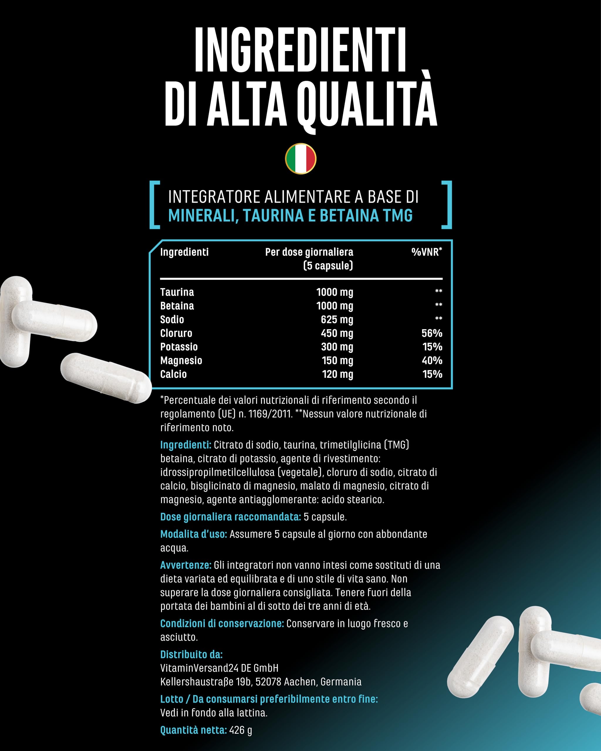Elite Vitamins, Minerals & Hydration Complesso di Elettroliti capsule vegane 300, oltre 3600 mg