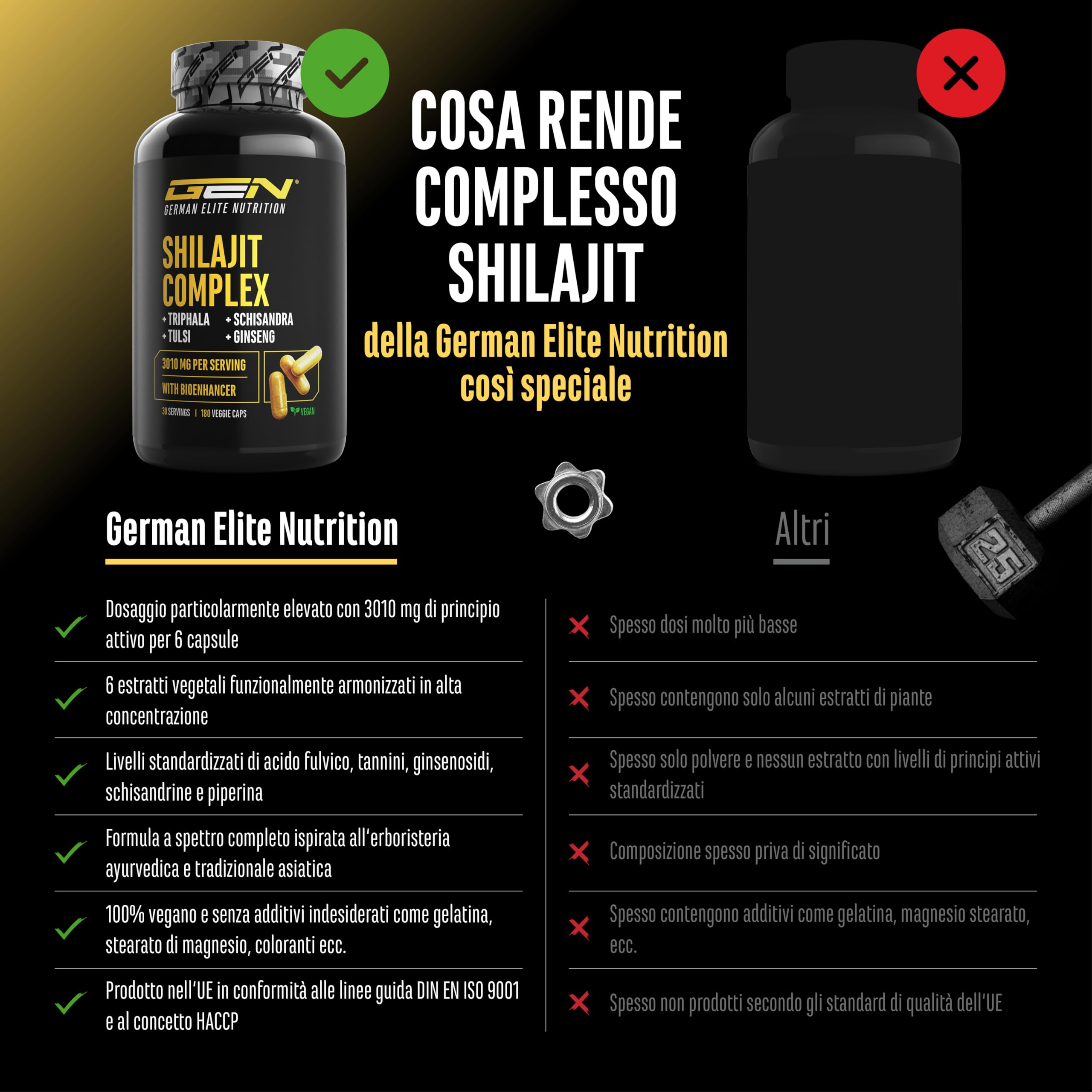 Elite Organ, Joint & Health Support Shilajit Complex capsule vegane 180, 50% acido fulvico