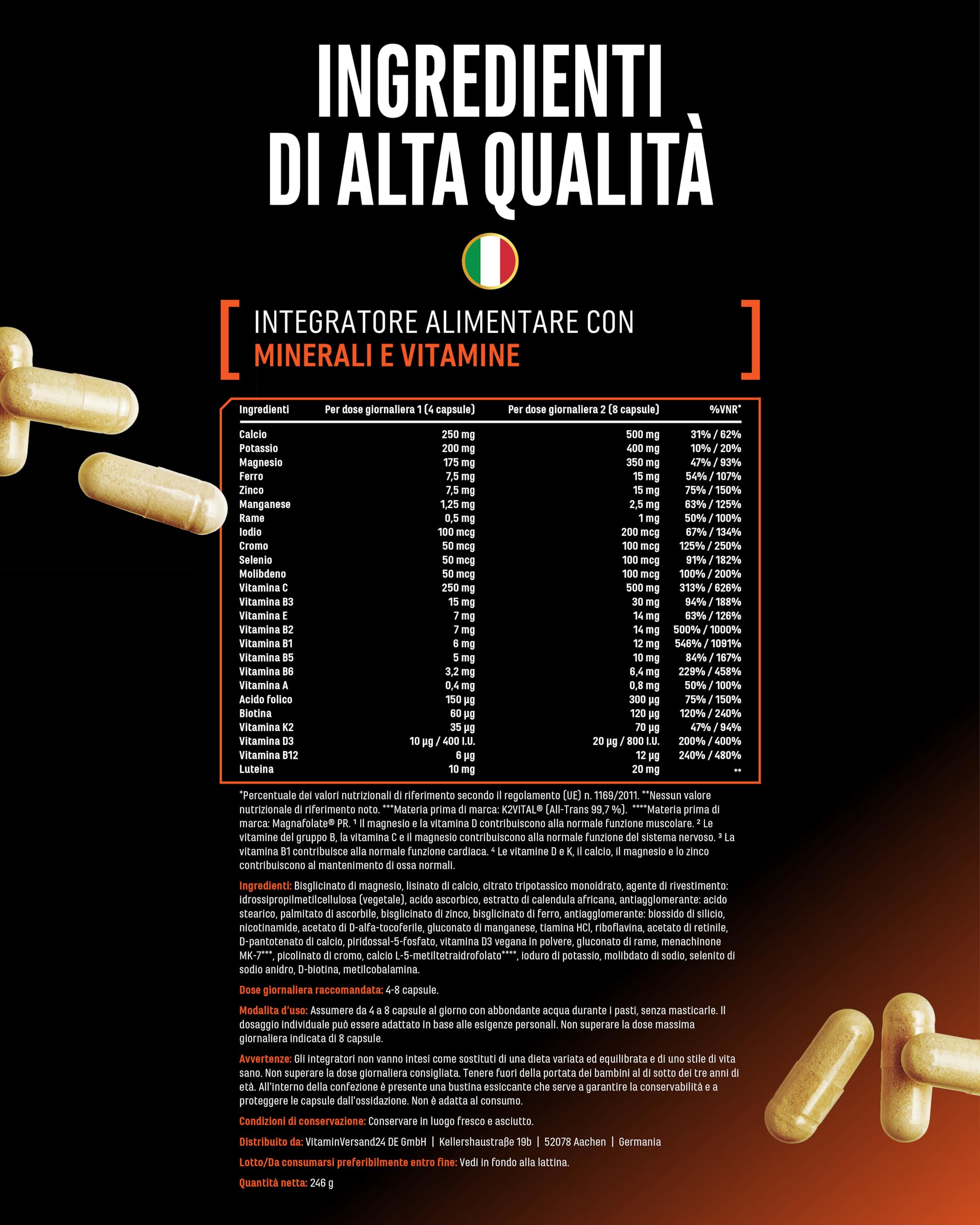 Elite Vitamins, Minerals & Hydration ALL IN ONE Complesso di Minerali & Vitamine capsule 240 bioattive