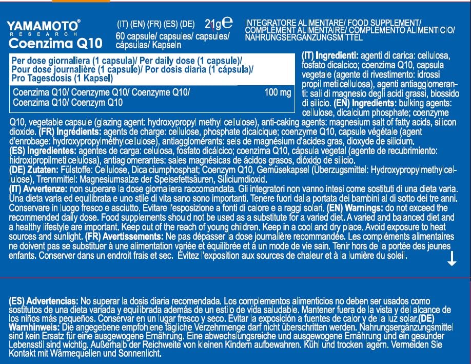 YAMAMOTO Antiossidanti Coenzima Q10 integratore 60 capsule 100 mg