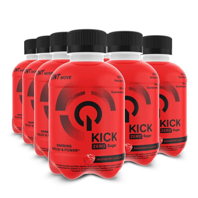 QNT Pre-Workout Kick Pre Workout 12 x 250 ml lampone con caffeina
