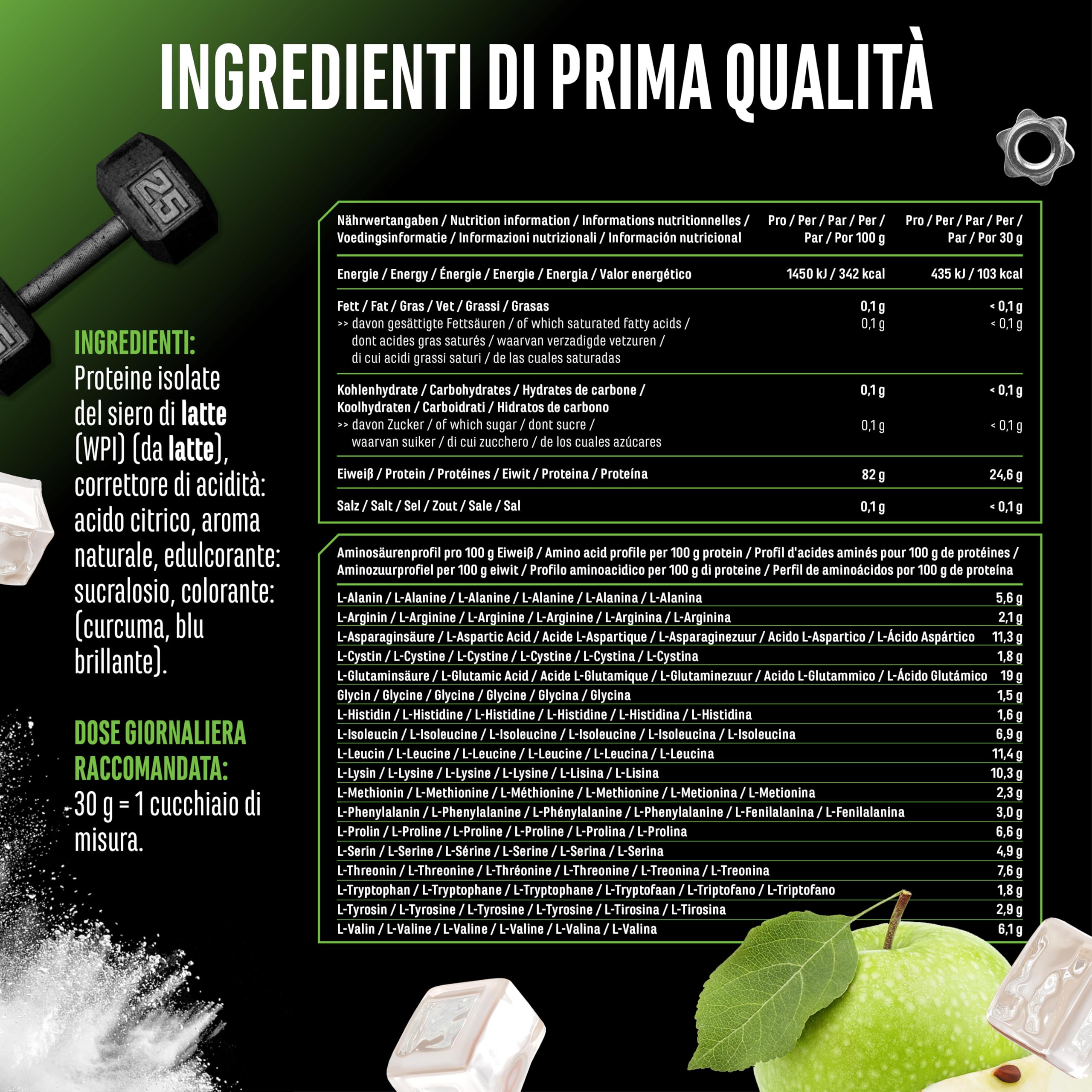 Elite Clear Whey Isolate Protein Shake proteine 900 g mela verde isolate