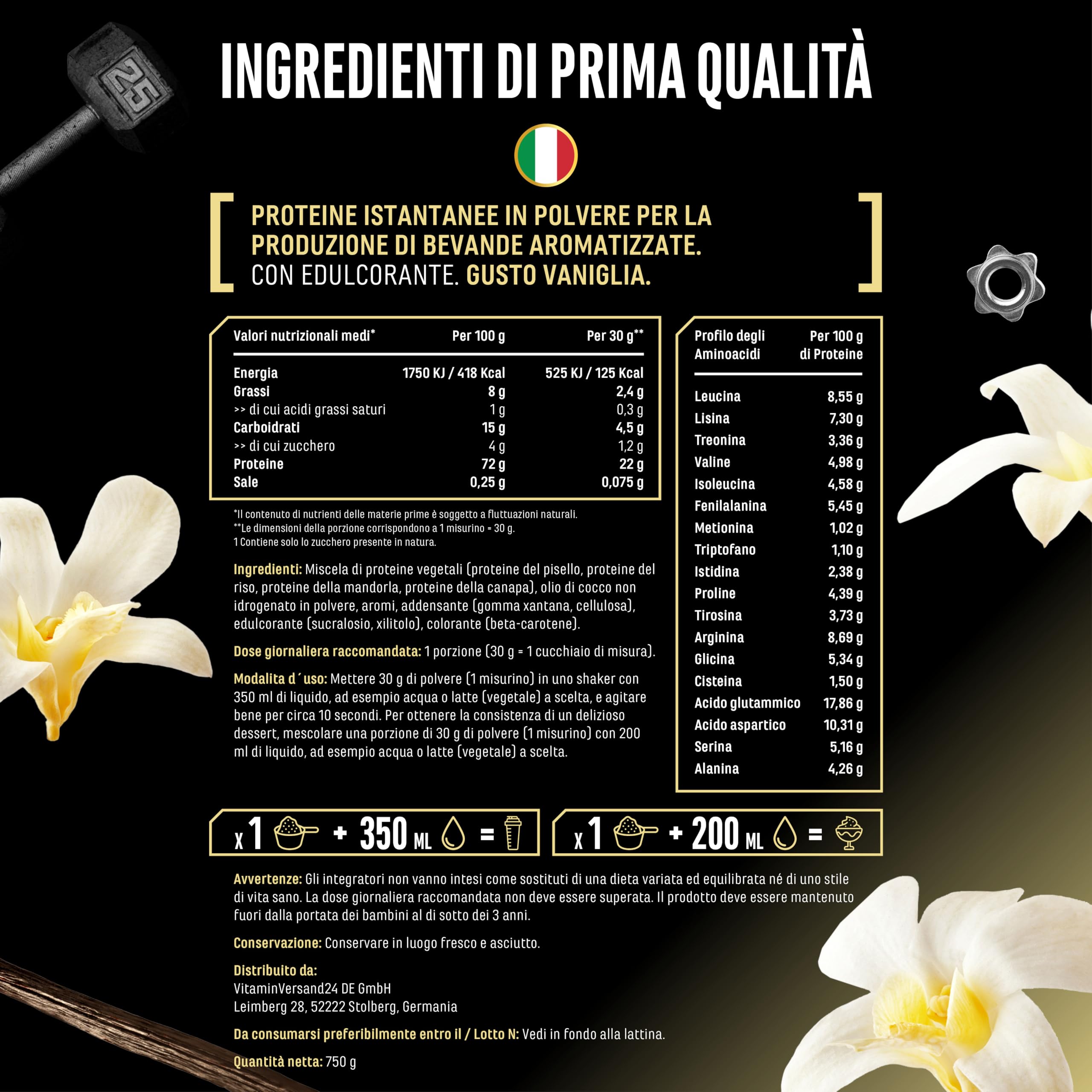 Elite Plant Protein GEN Vegan Protein proteine vegane vaniglia 750 g senza soia