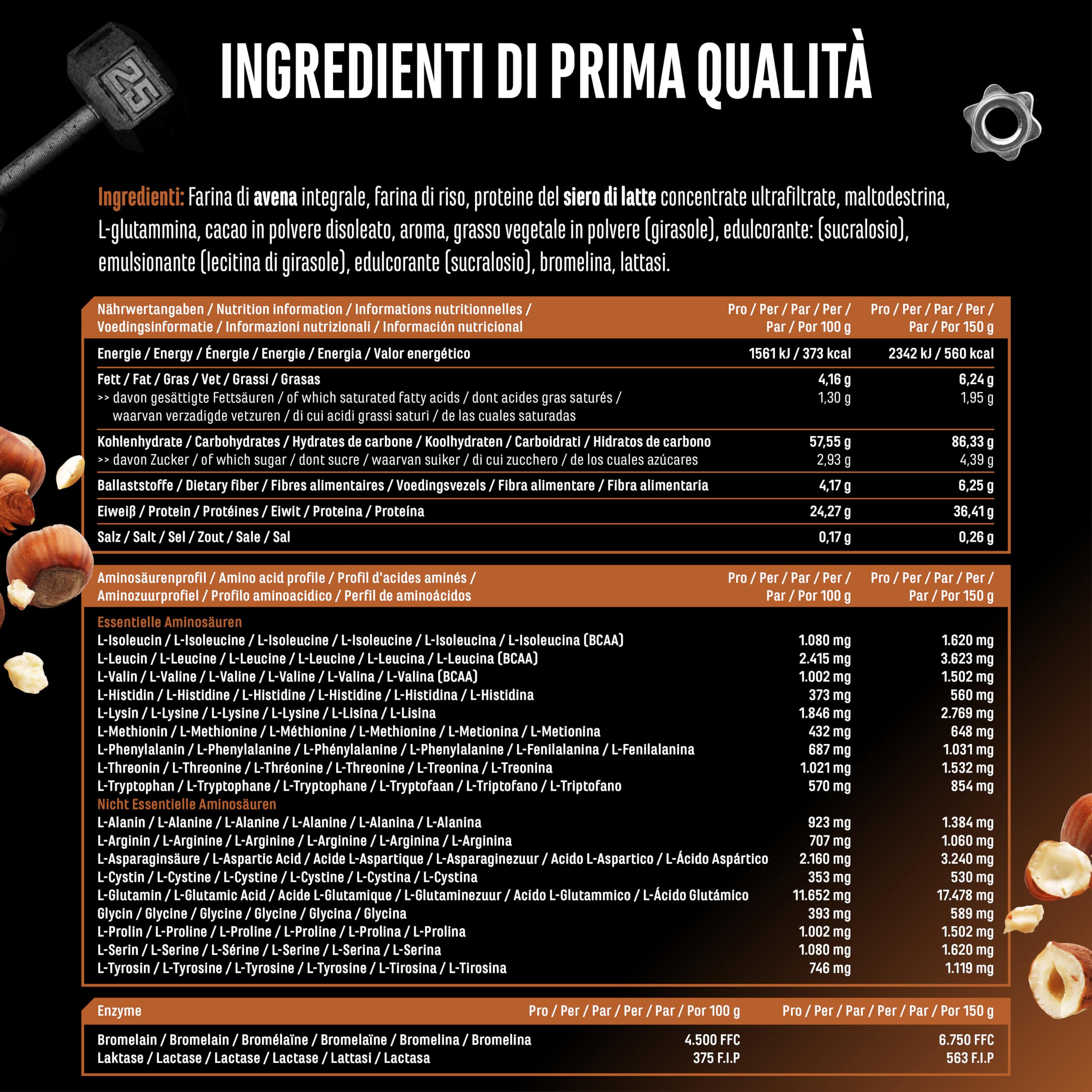 Elite Carbs & Mass Gainers Clean Weight Gainer gainer Torrone alla Nocciola 3 kg 36 g proteine