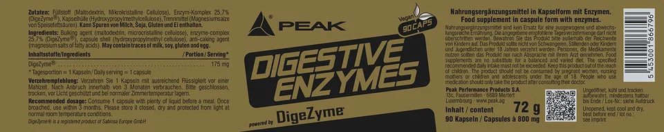 Green Peak Health PEAK Digestive Enzymes enzimi digestivi 90 capsule vegano senza glutine