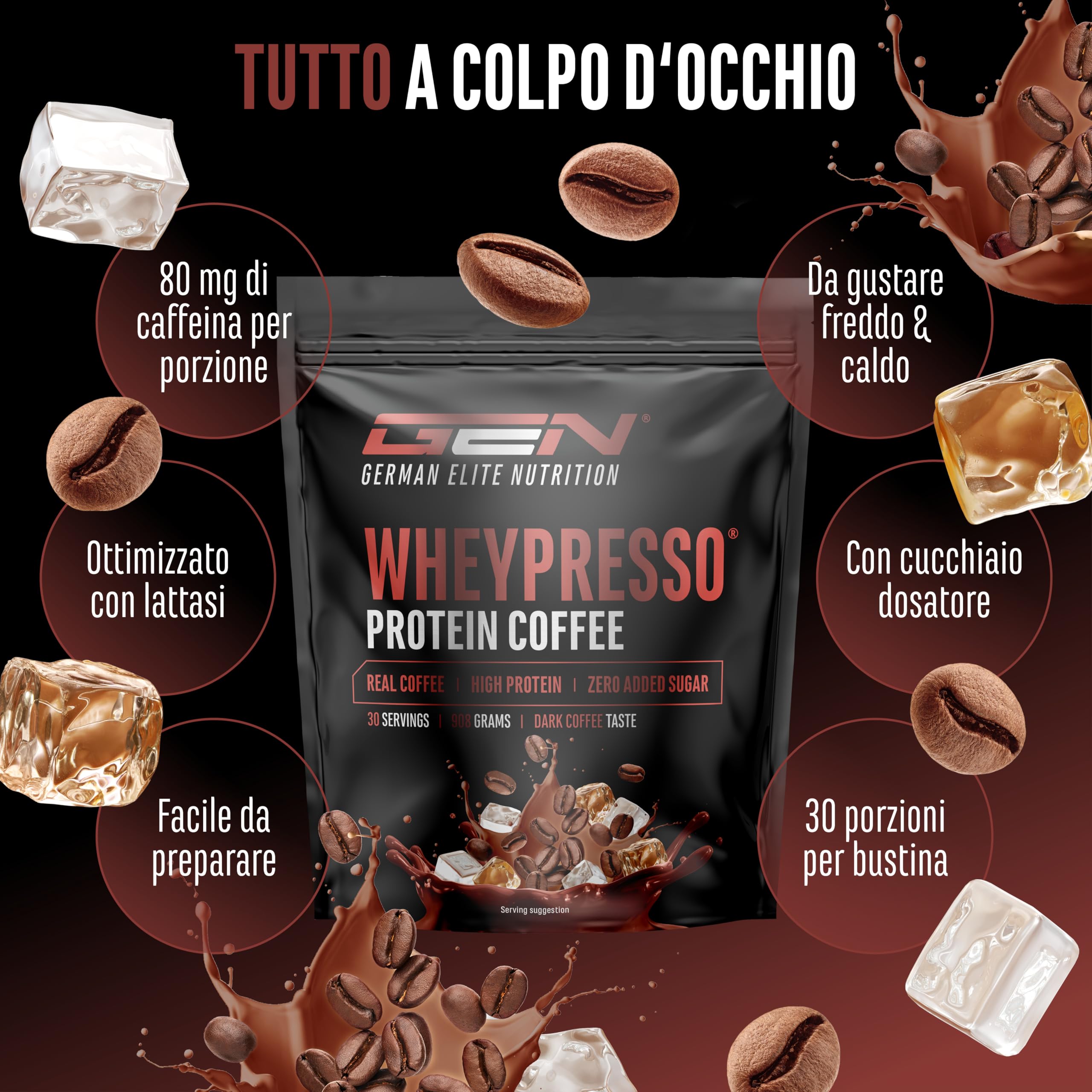 Elite Whey Protein Wheypresso Protein Coffee 908 g caffè intenso caffeina