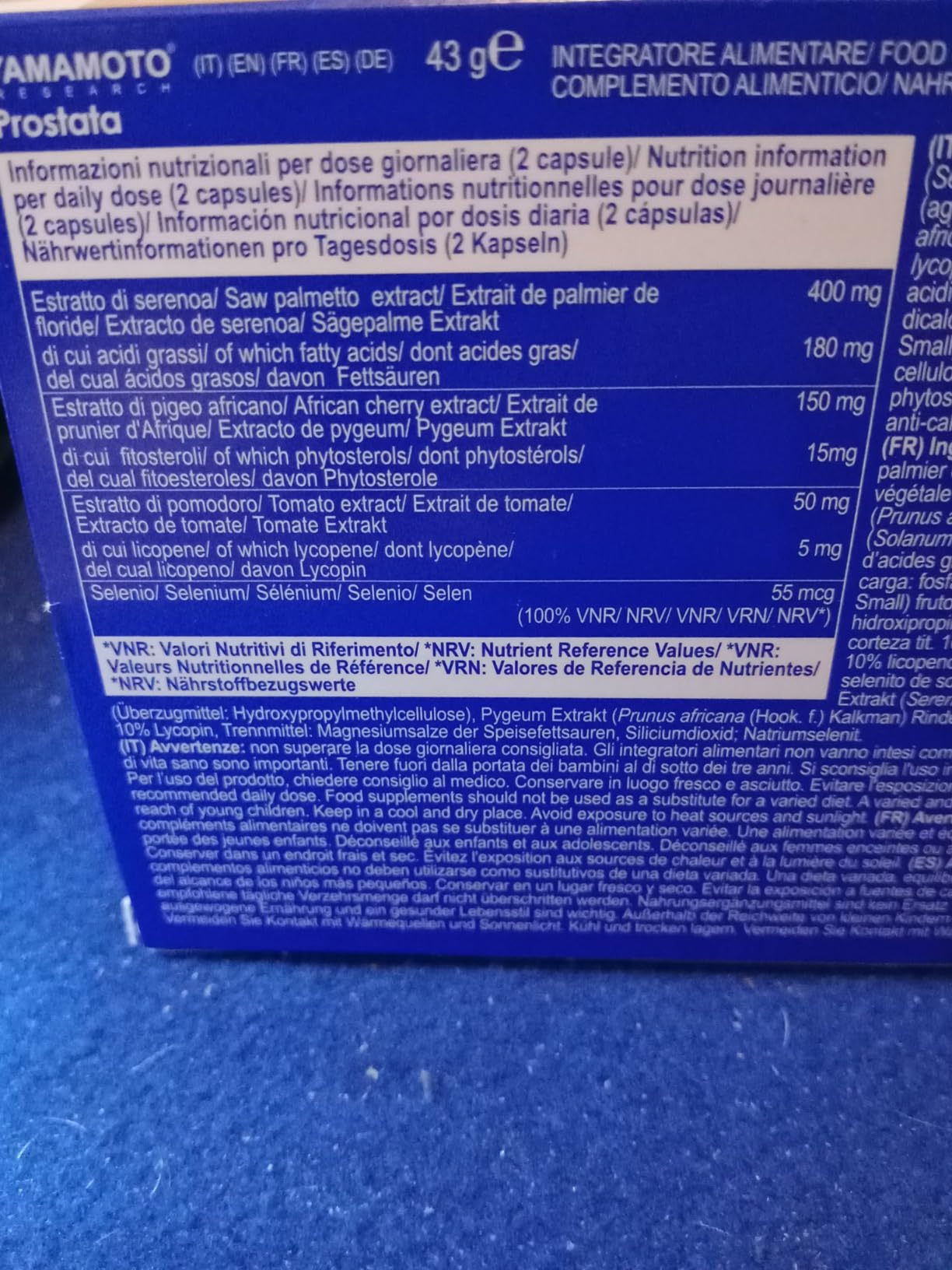 Yamamoto Vitamine e Minerali Prostata integratore 60 capsule con saw palmetto