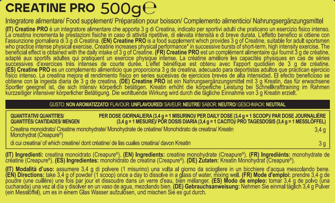 YAMAMOTO Creatina Crea Powder Creapure creatina in polvere 500 g micronizzata
