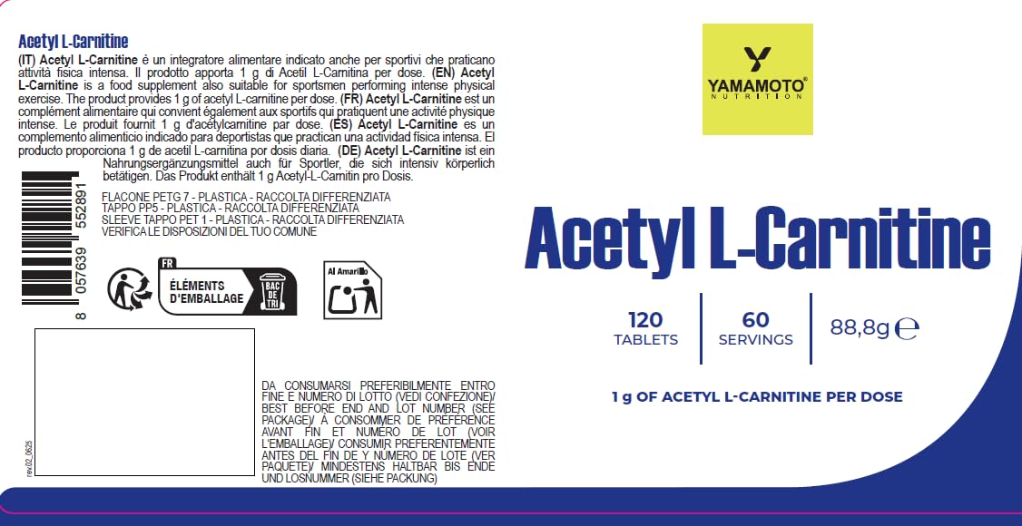 Yamamoto Aminoacidi e BCAAs Acetyl L-CARNITINE capsule 120, 1000 mg