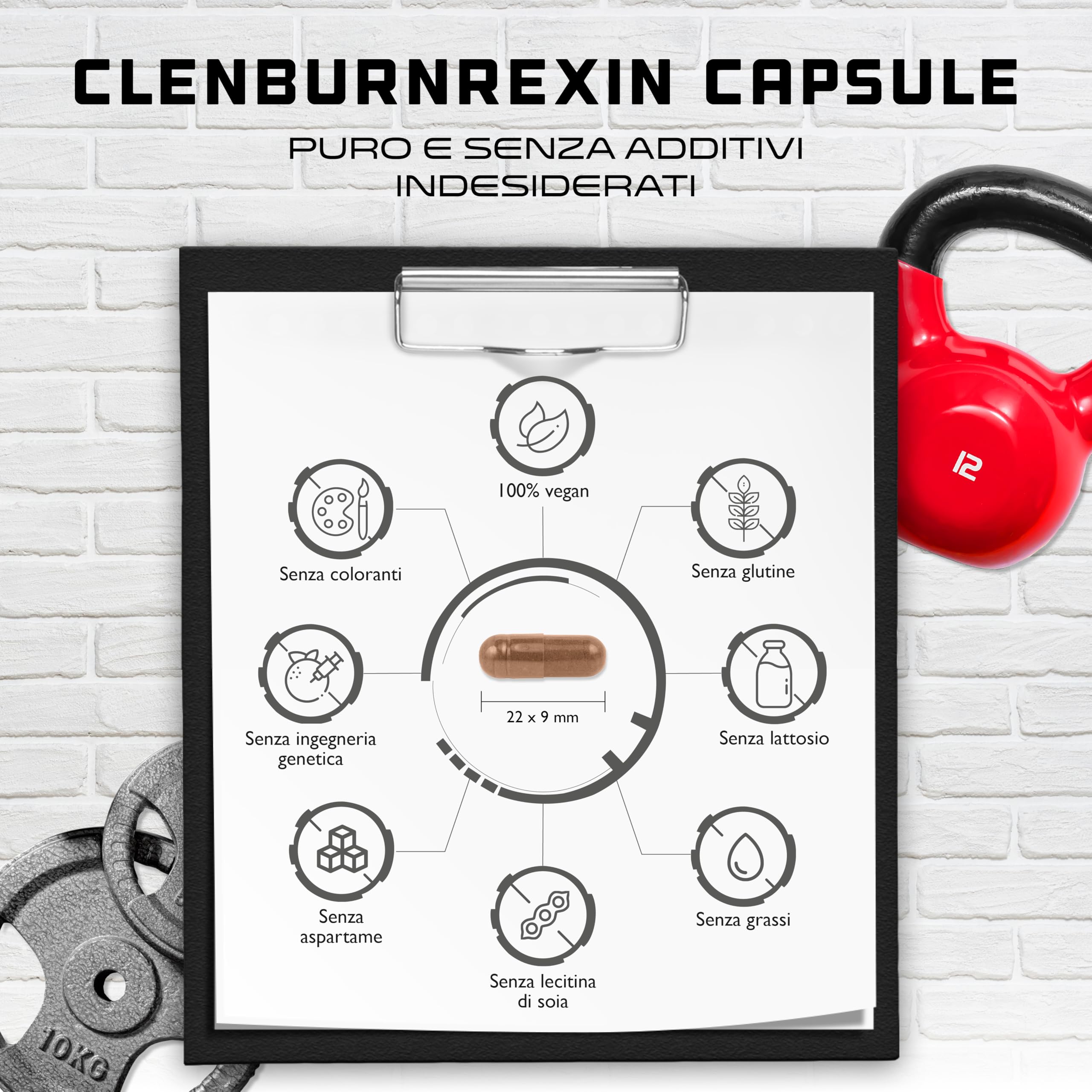 Elite Fat Burners & Cutting Clenburnrexin 180 capsule vegane con caffeina