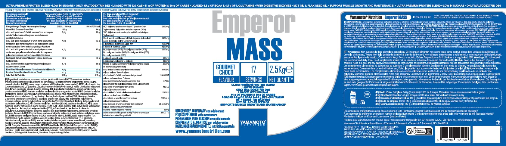 YAMAMOTO Weight Gainers Emperor Mass mass gainer 2,5 kg 41 g proteine
