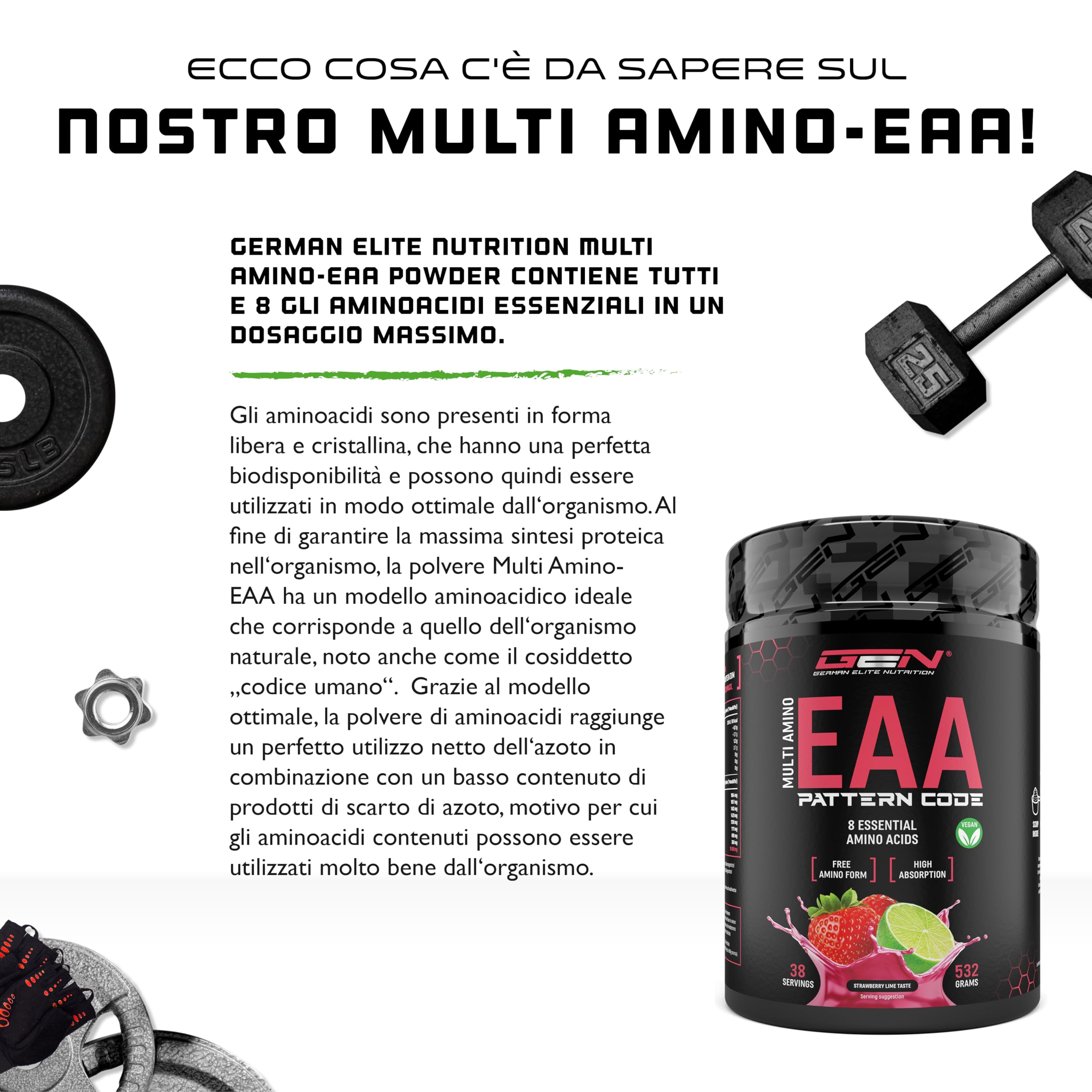 Elite EAA & BCAA EAA Human Code Formula aminoacidi in polvere 532 g fragola lime