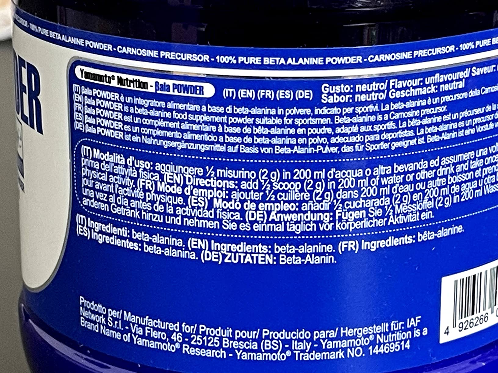 Yamamoto Aminoacidi e BCAAs BetaALA POWDER polvere 250 g neutra