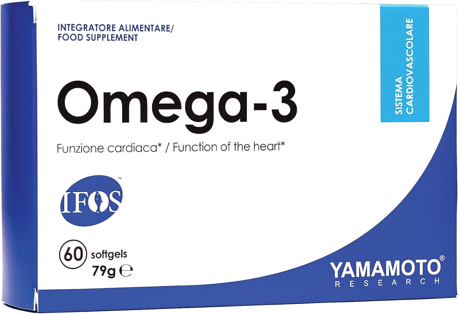 Yamamoto Omega-3 e Cuore e Circolazione Omega-3 IFOS integratore 240 softgels, olio di pesce