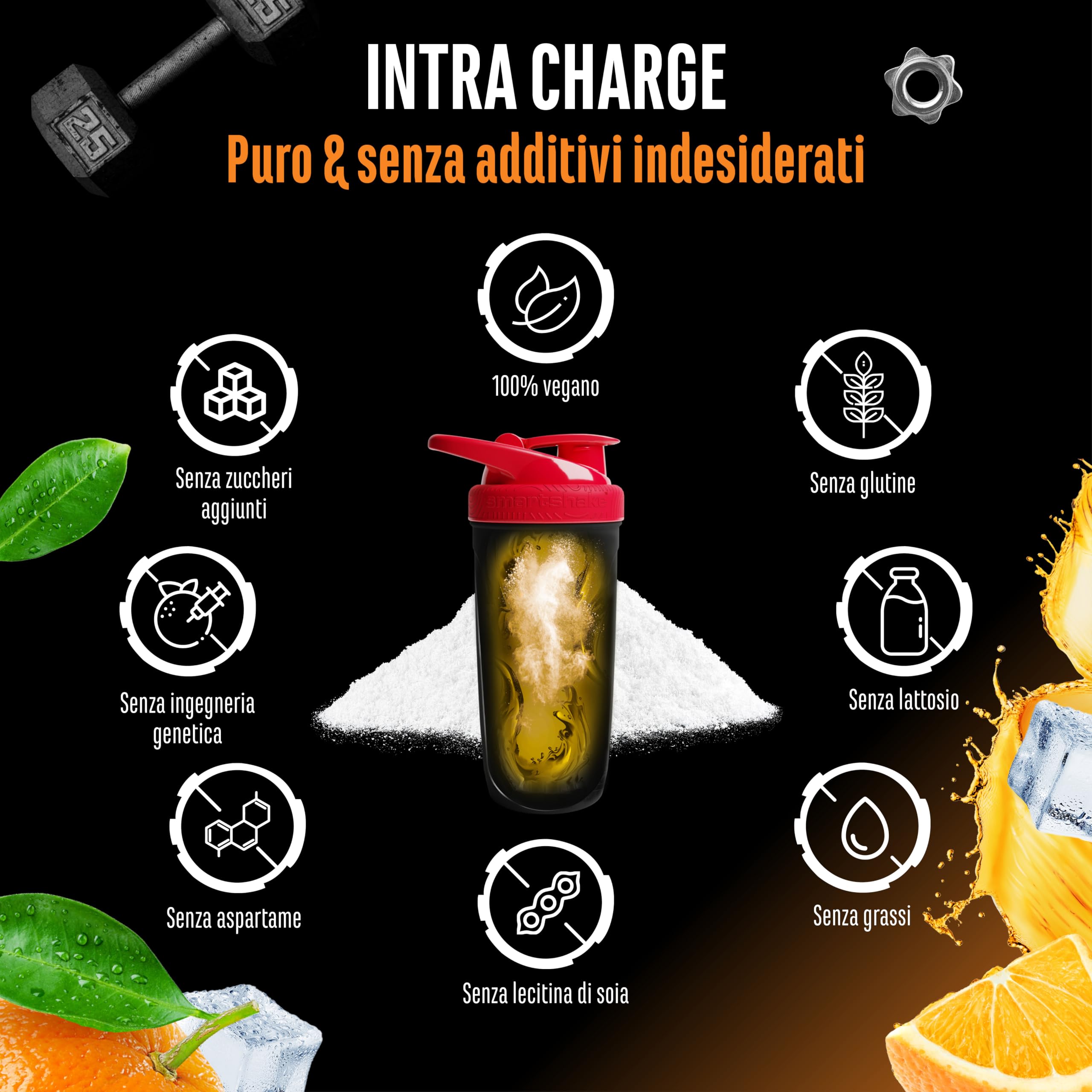 Elite Pre-Workout & Pump Intra Charge Workout Drink bevanda 1,2 kg arancia vegana