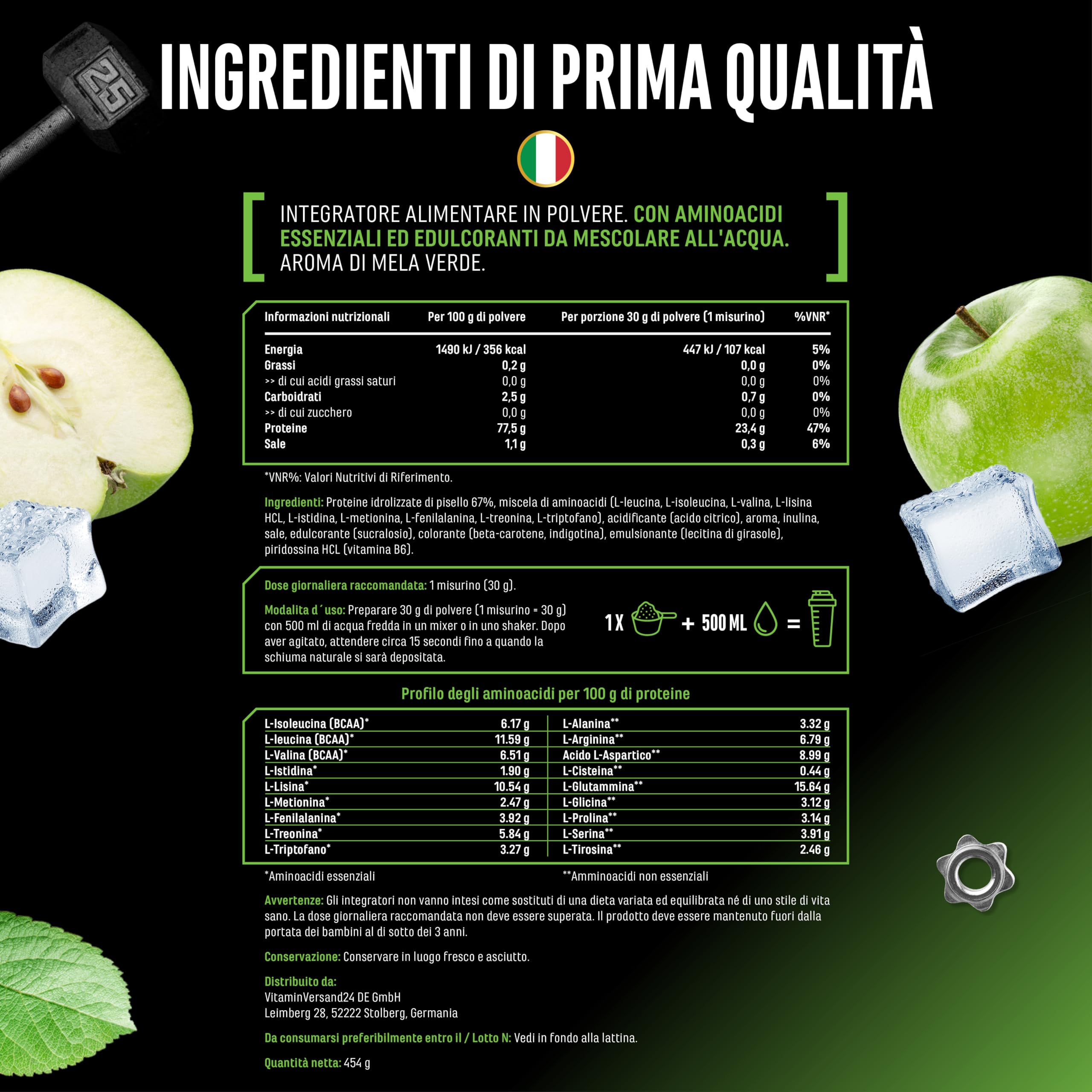Elite Plant Protein ClearPea® proteine vegane 454 g mela verde chiare
