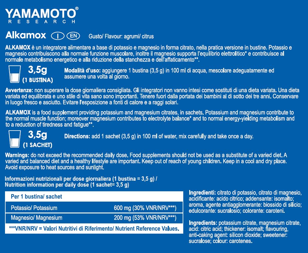 YAMAMOTO Sali Minerali Alkamox integratore in bustine 30 x 3,5 g arancia