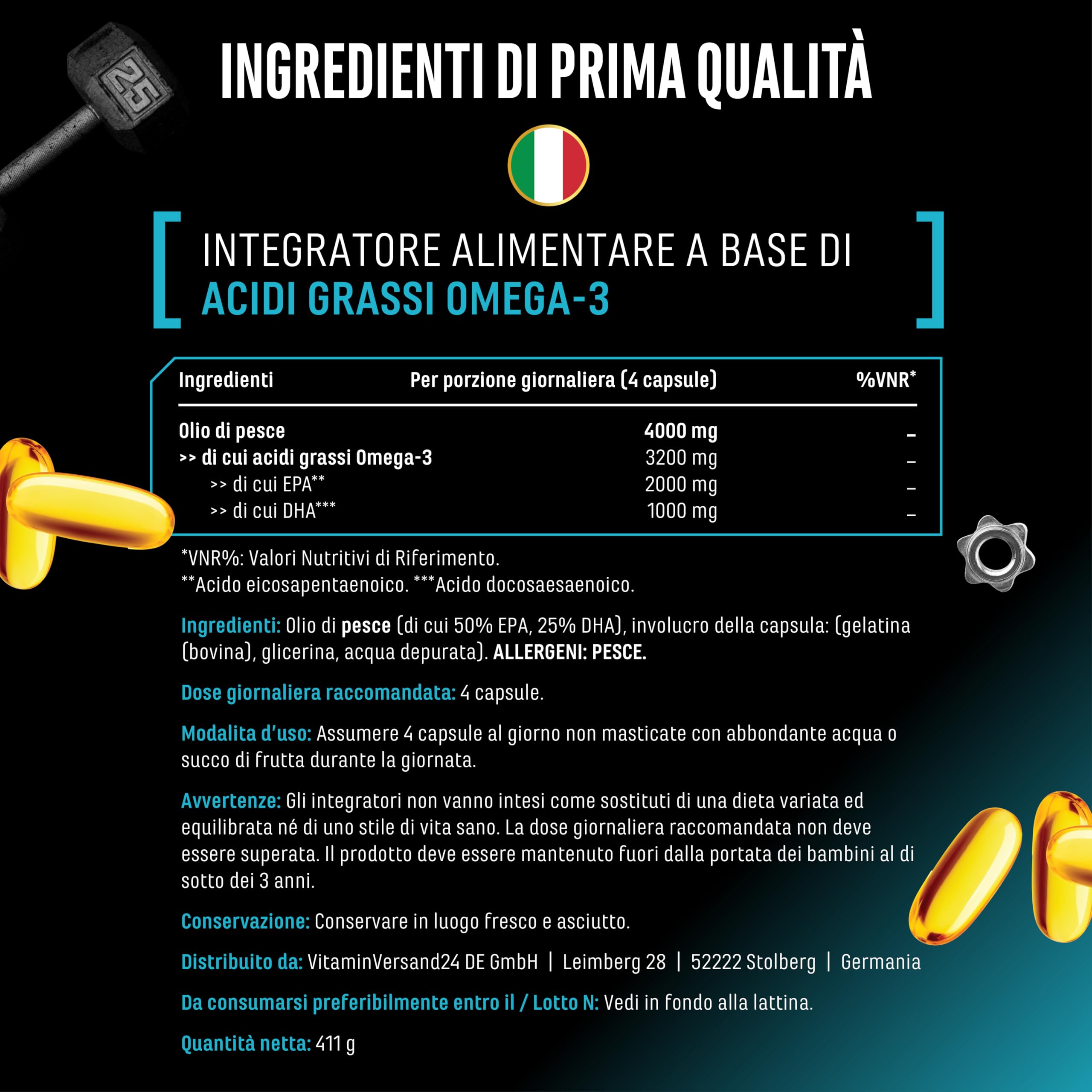 Elite Vitamins, Minerals & Hydration Omega 3 alto dosaggio con 4000 mg 300 capsule trigliceridi