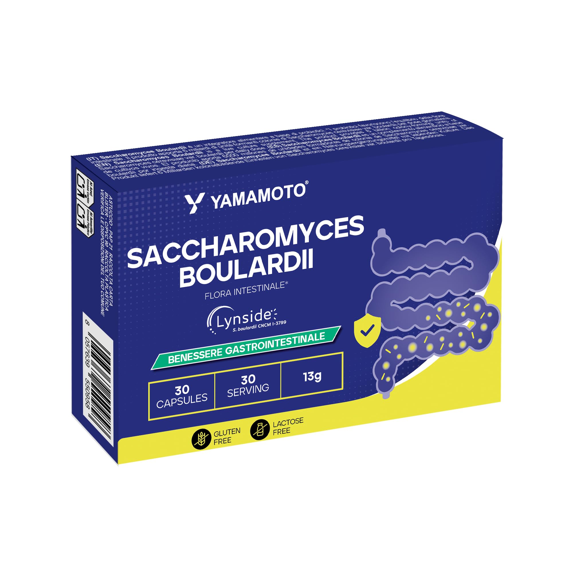 YAMAMOTO Salute Gastrointestinale Saccharomyces Boulardii probiotici 30 capsule equilibrio intestinale