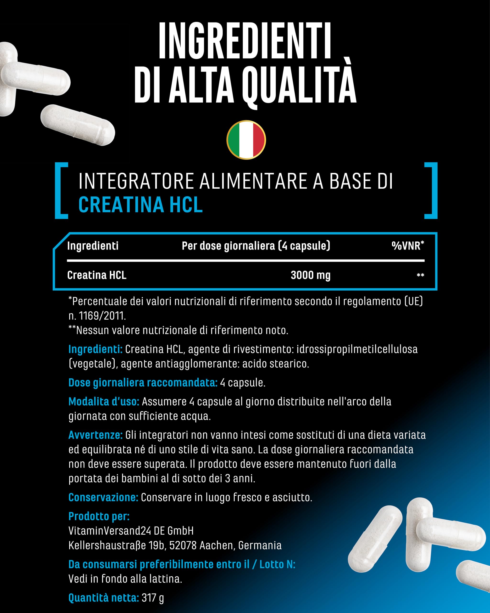 Elite Creatine HCL capsule 365 pezzi creatina cloridrato
