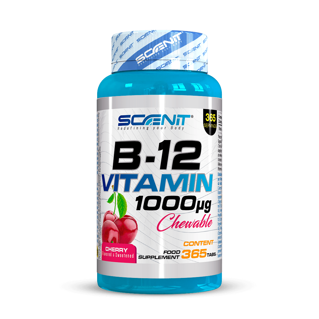 Scenit Nutrition Suplementos esenciales B12 Vitamin 1000 µg compresse masticabili 365 ciliegia