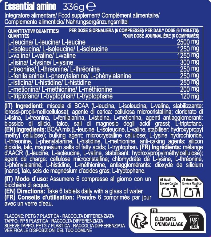 YAMAMOTO Aminoacidi e BCAAs Essential AMINO 2:1:1 compresse 240 non aromatizzate