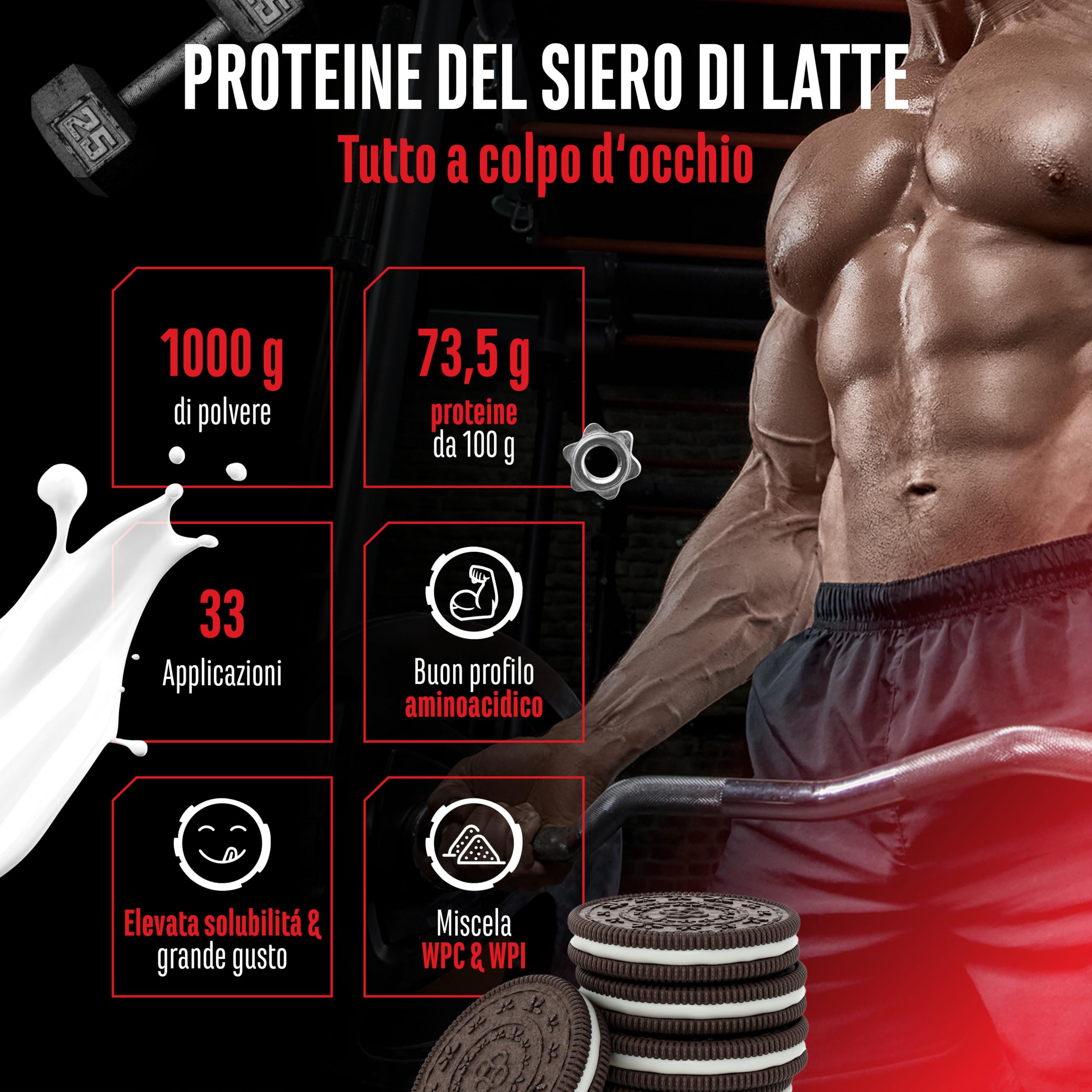 Elite Whey Protein Whey Proteine Complesso proteine in polvere Biscotti e Crema 1000 g con isolato