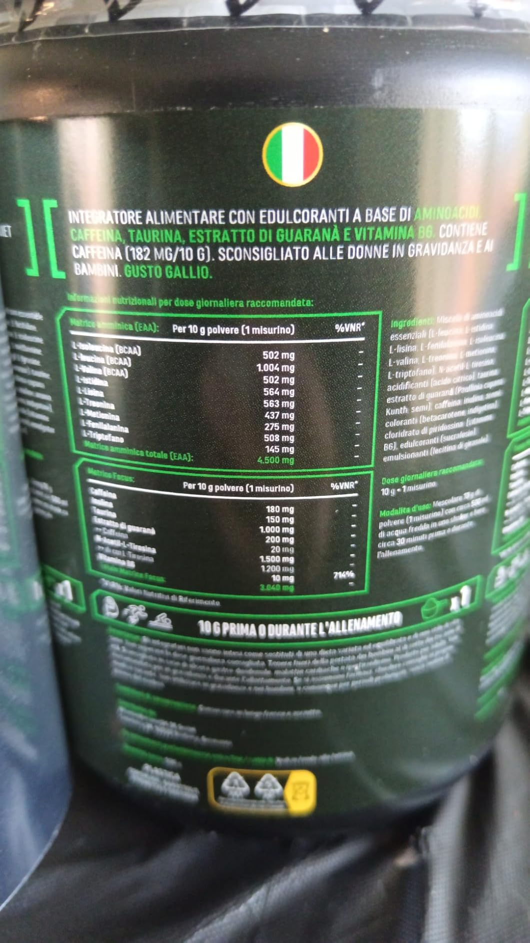 Elite Pre-Workout & Pump EAA Energy Mix bevanda in polvere 500 g Asperula