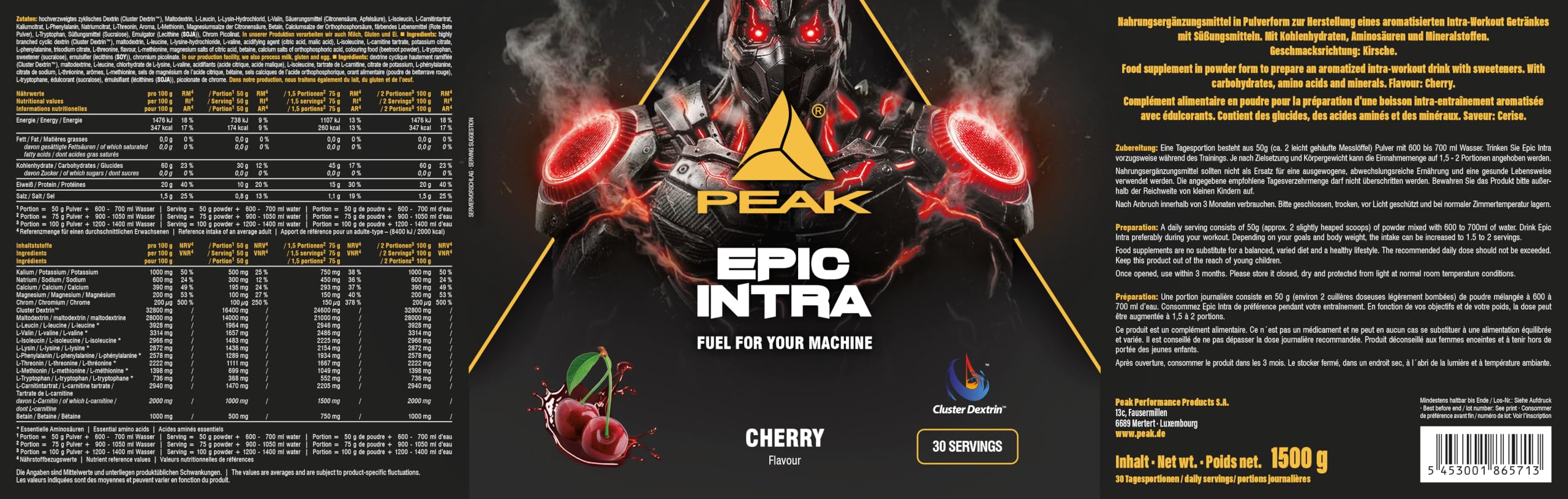 Green Peak Boosters Epic Intra bevanda intra-workout 1500 g ciliegia con elettroliti