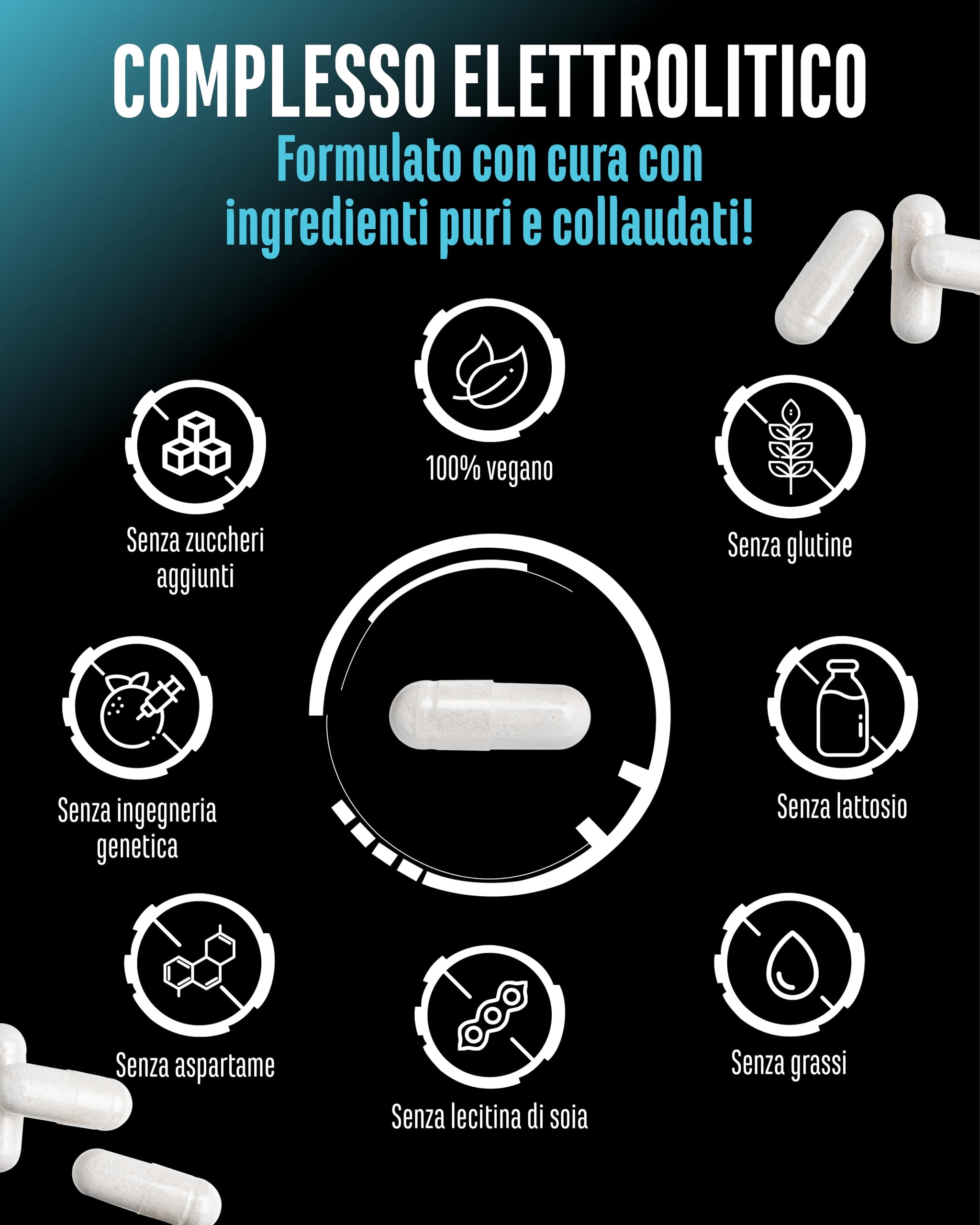 Elite Vitamins, Minerals & Hydration Complesso di Elettroliti capsule vegane 300, oltre 3600 mg