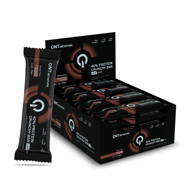 QNT Protein Bars 40% Protein Crunchy Bar 12 x 65 g cioccolato 26 g proteine