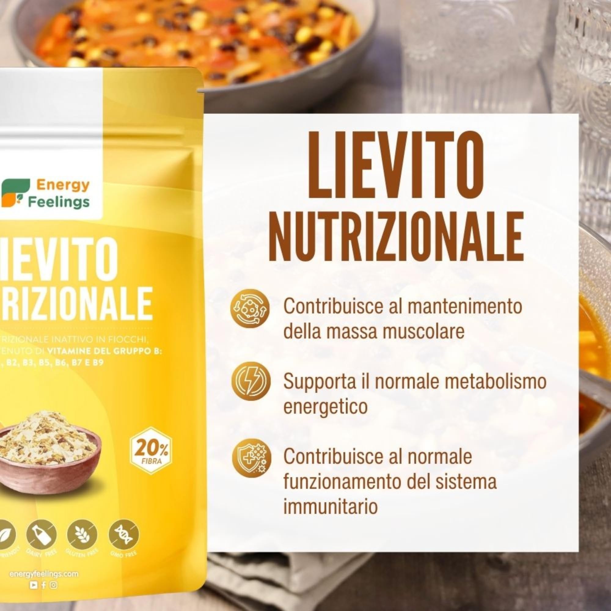 Energy Feelings Levadura Nutricional Lievito Nutrizionale in Scaglie 250 g vegano
