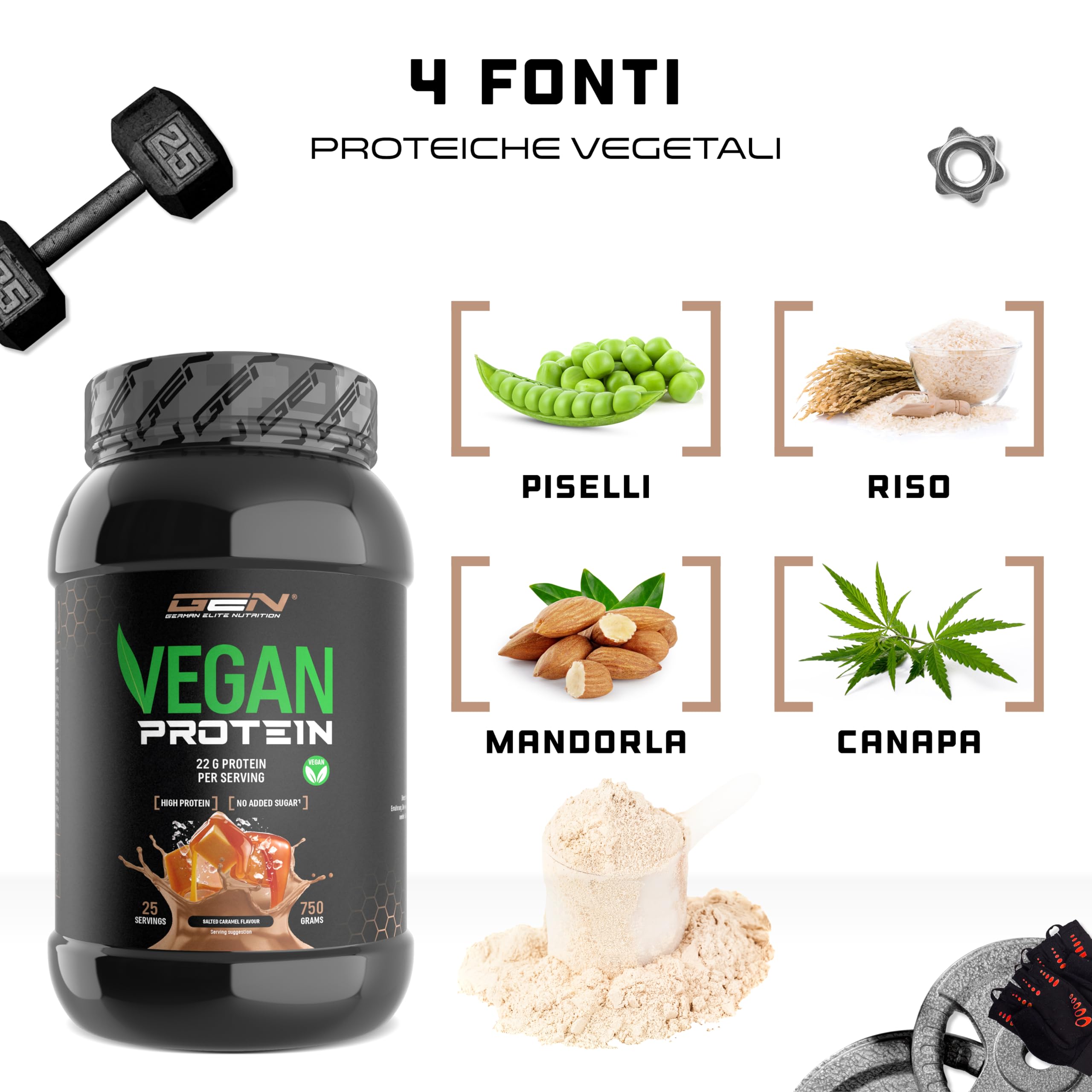 Elite Plant Protein GEN Vegan Protein 750 g proteine vegane al caramello salato