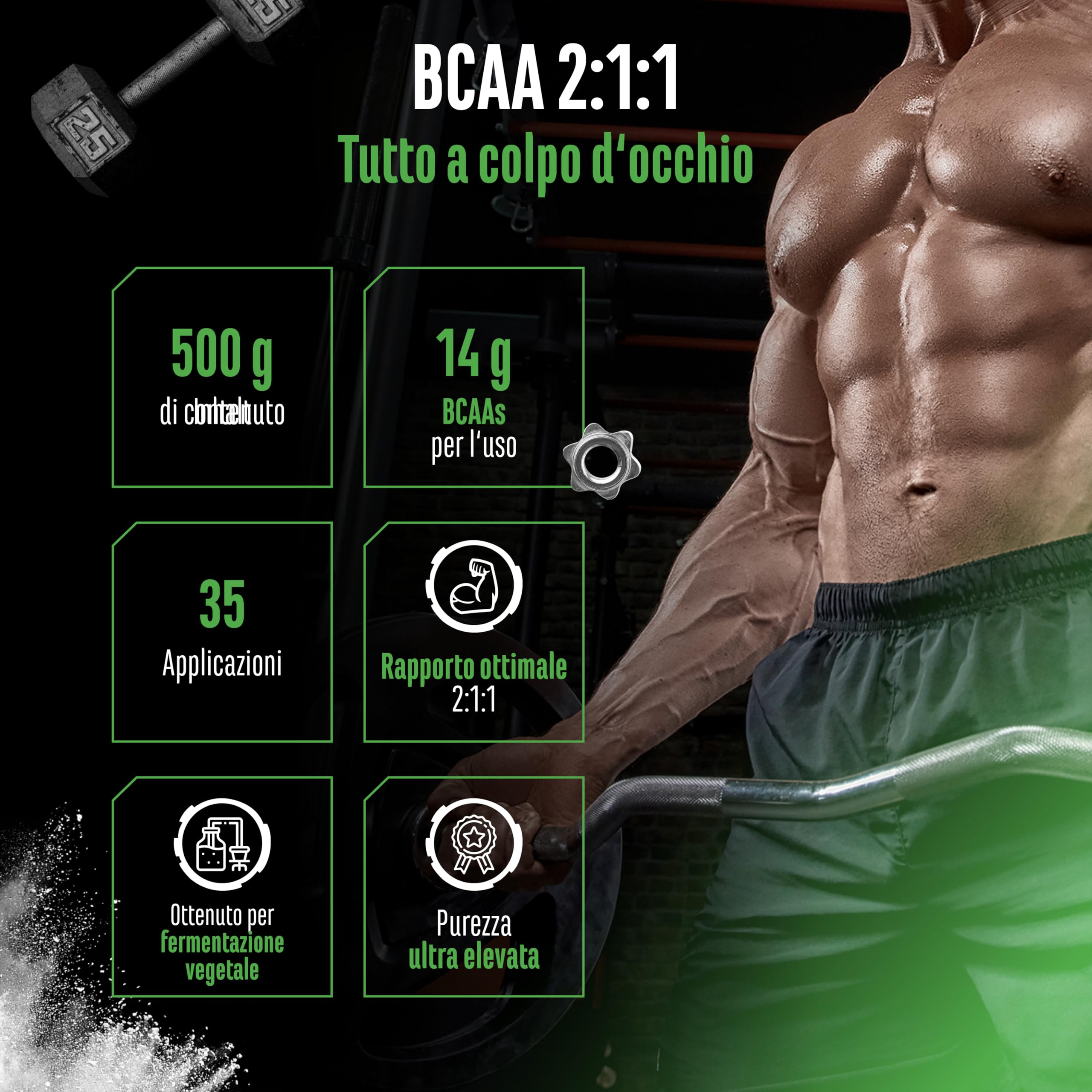 Elite EAA & BCAA BCAA 2:1:1 polvere 500 g pura senza additivi