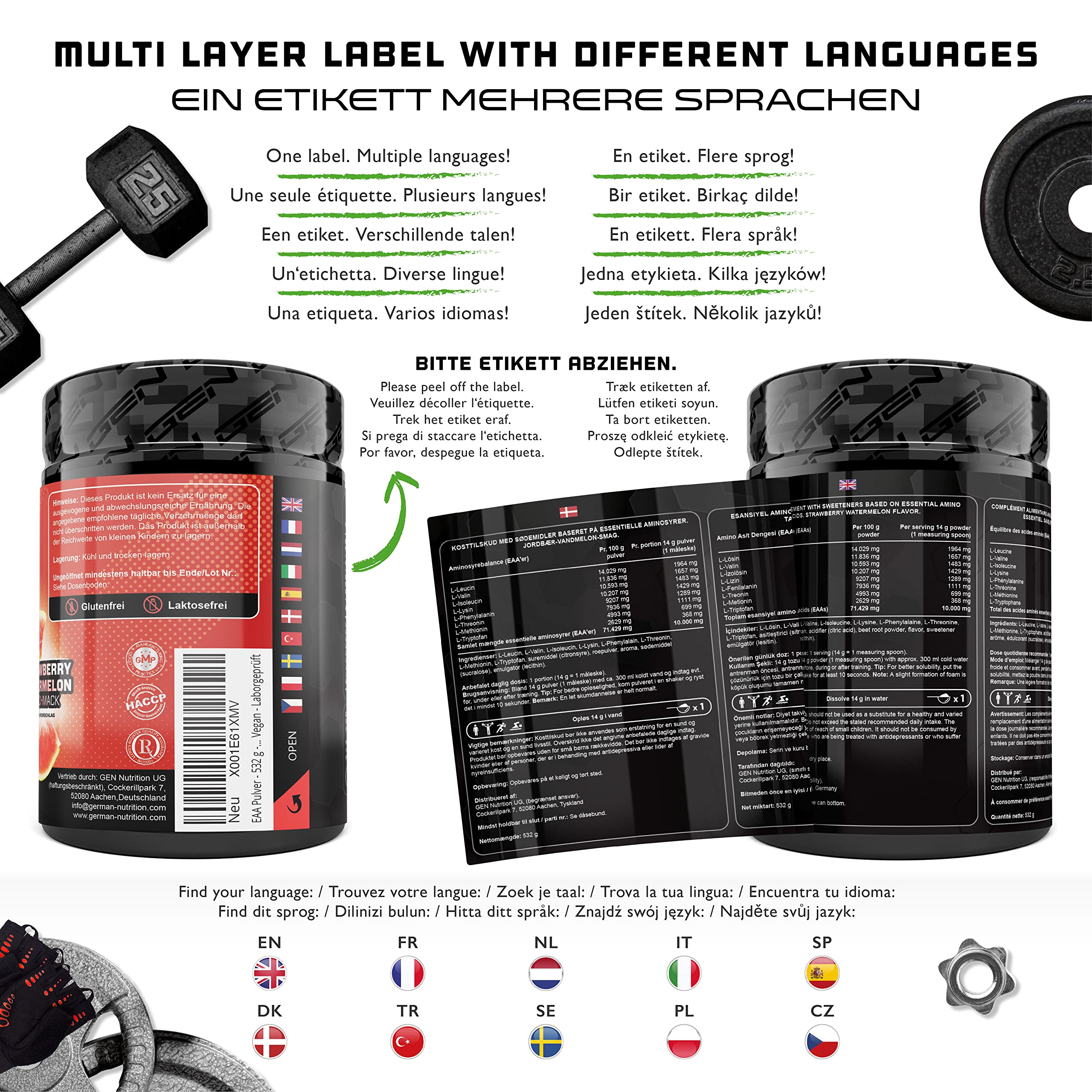 Elite EAA & BCAA EAA in polvere 532 g fragola e anguria vegana