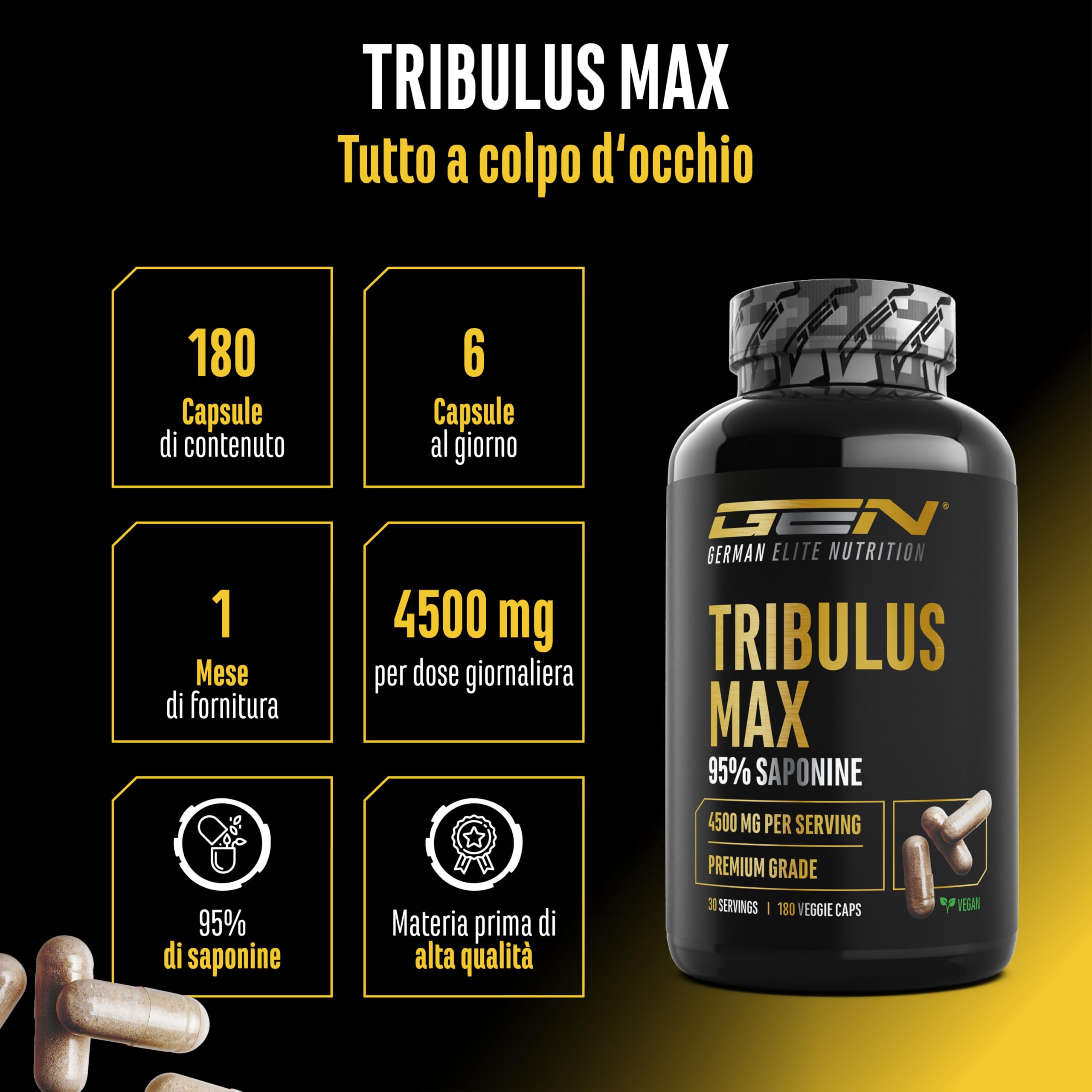 Elite Testo & Vitality Botanicals Tribolo Max capsule vegane 180 da 4500 mg