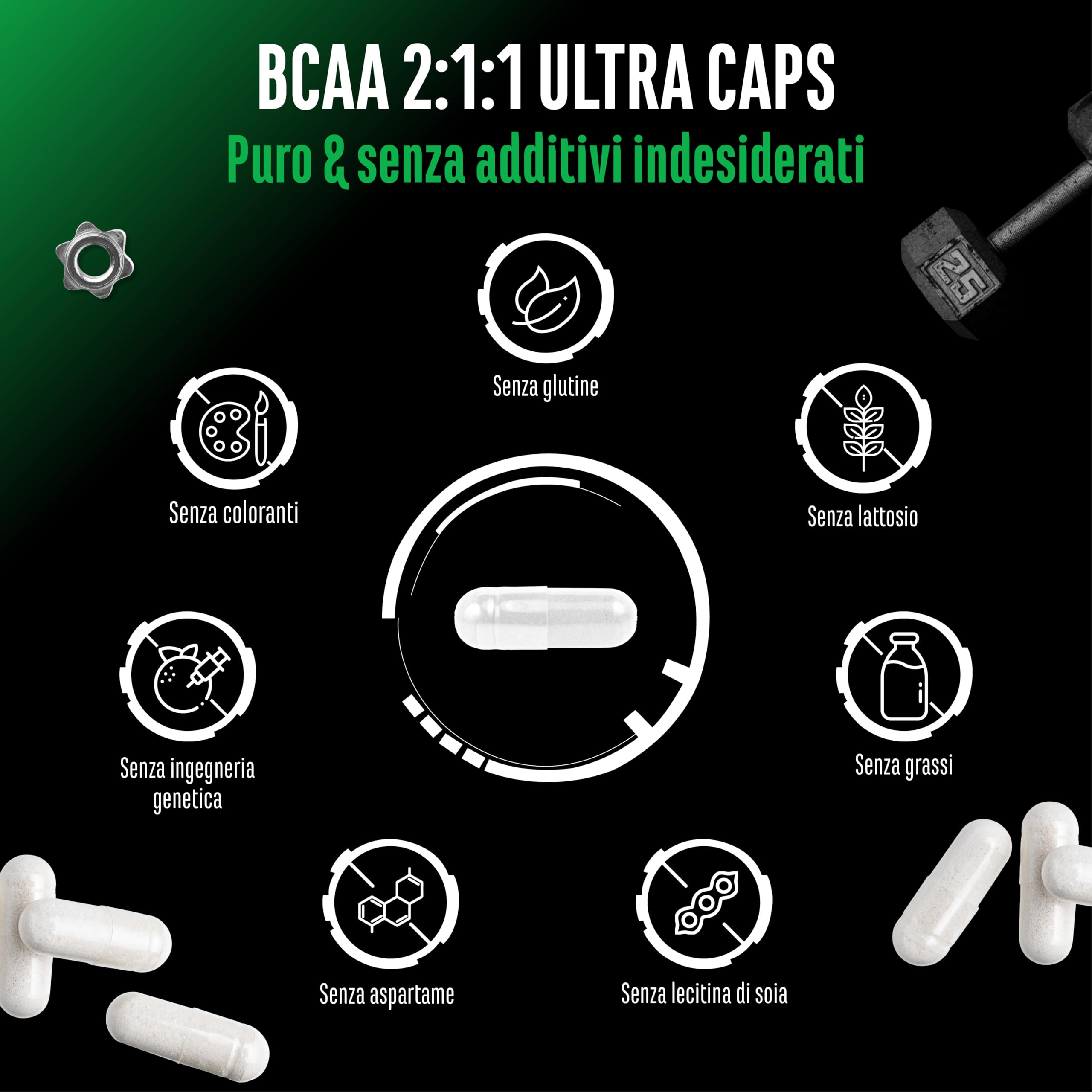 Elite EAA & BCAA BCAA Ultra Caps capsule 365 da 1100 mg rapporto 2:1:1
