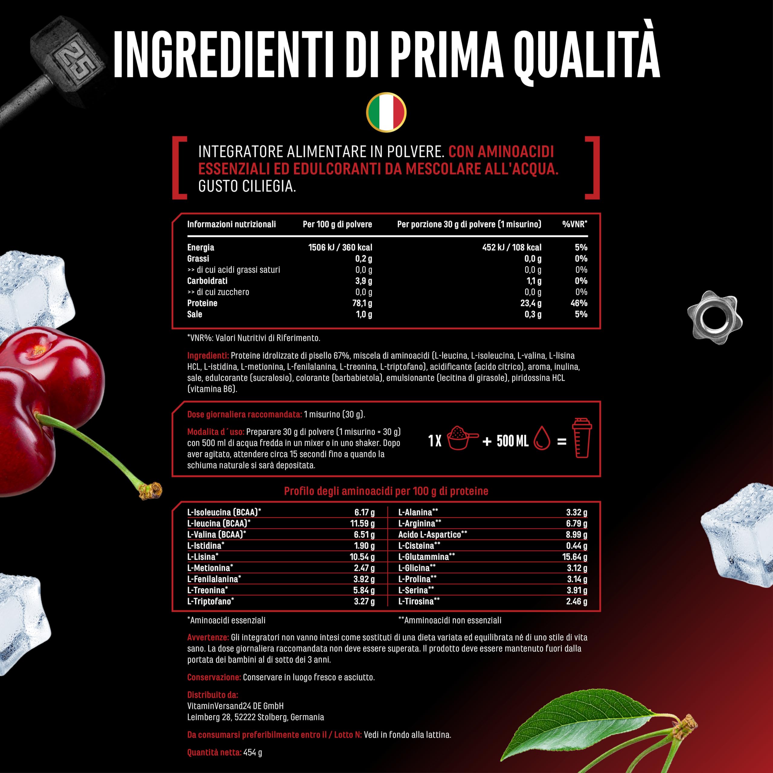 Elite Plant Protein ClearPea® proteine vegane 454 g ciliegia idrolizzato di pisello