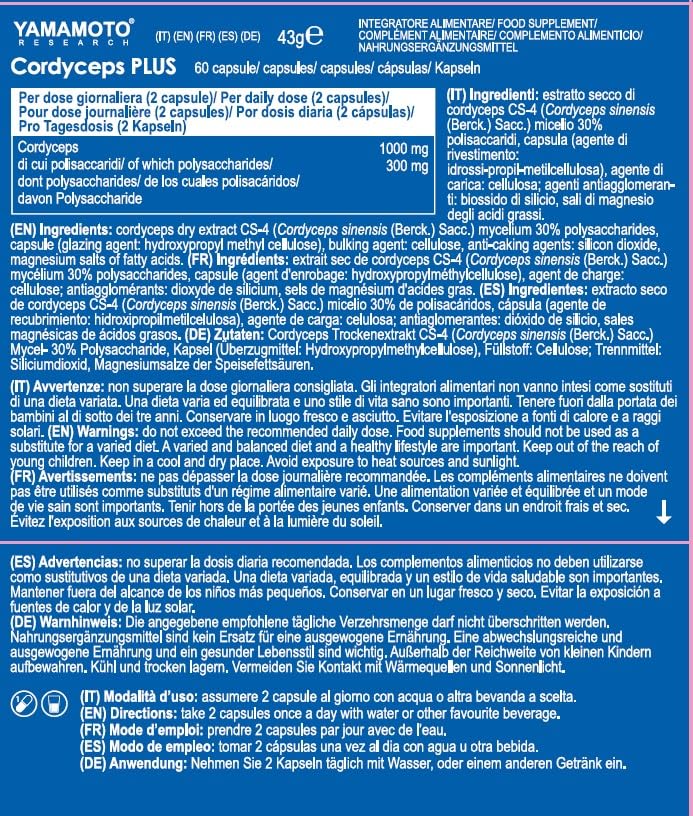 Yamamoto Cordyceps integratore 30 capsule per le difese immunitarie