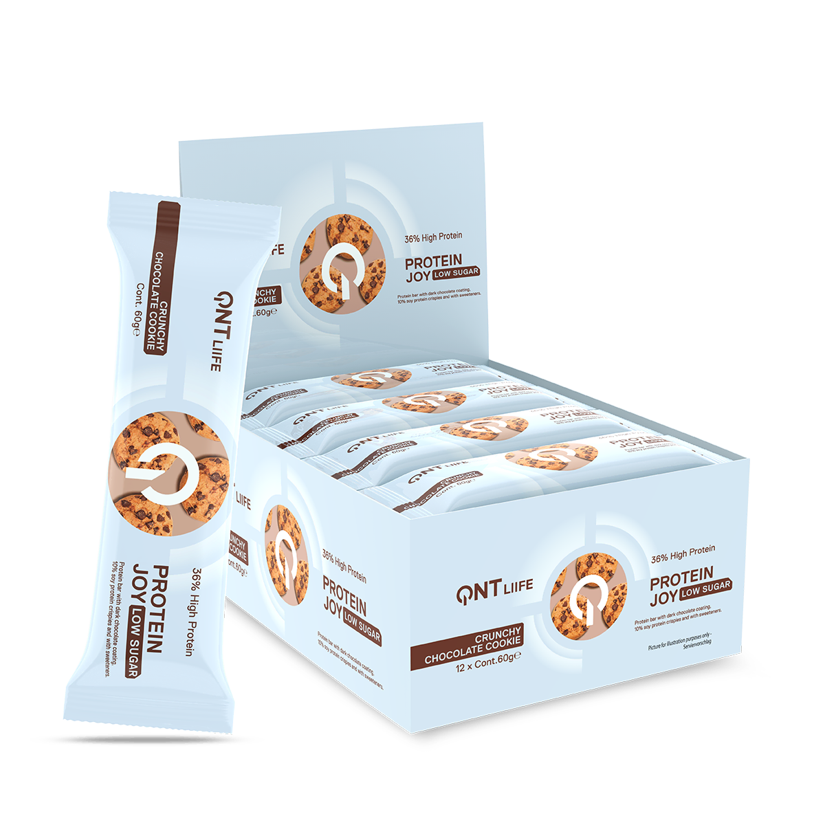 QNT Protein Bars Protein Joy Bar barretta proteica 12 x 60 g Crunchy Caramel Cookie a basso zucchero