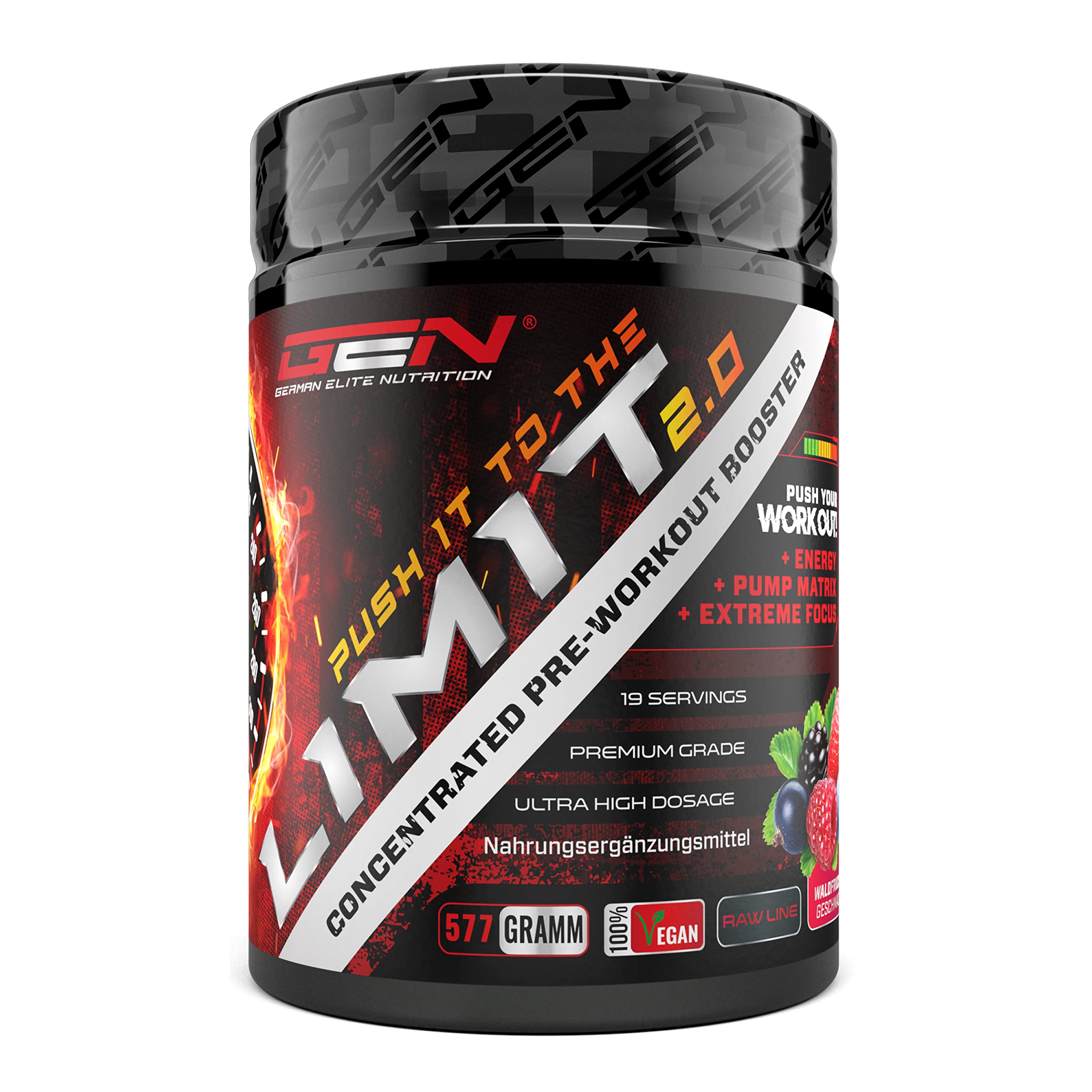 Elite Pre-Workout & Pump Push it to the Limit pre-workout Frutti di bosco 577 g caffeina
