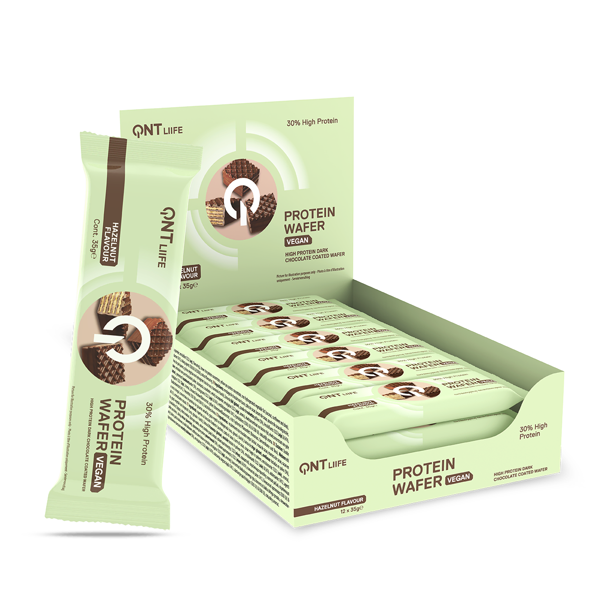QNT Protein Bars Vegan Protein wafer barretta proteica 12 x 35 g nocciola vegetale