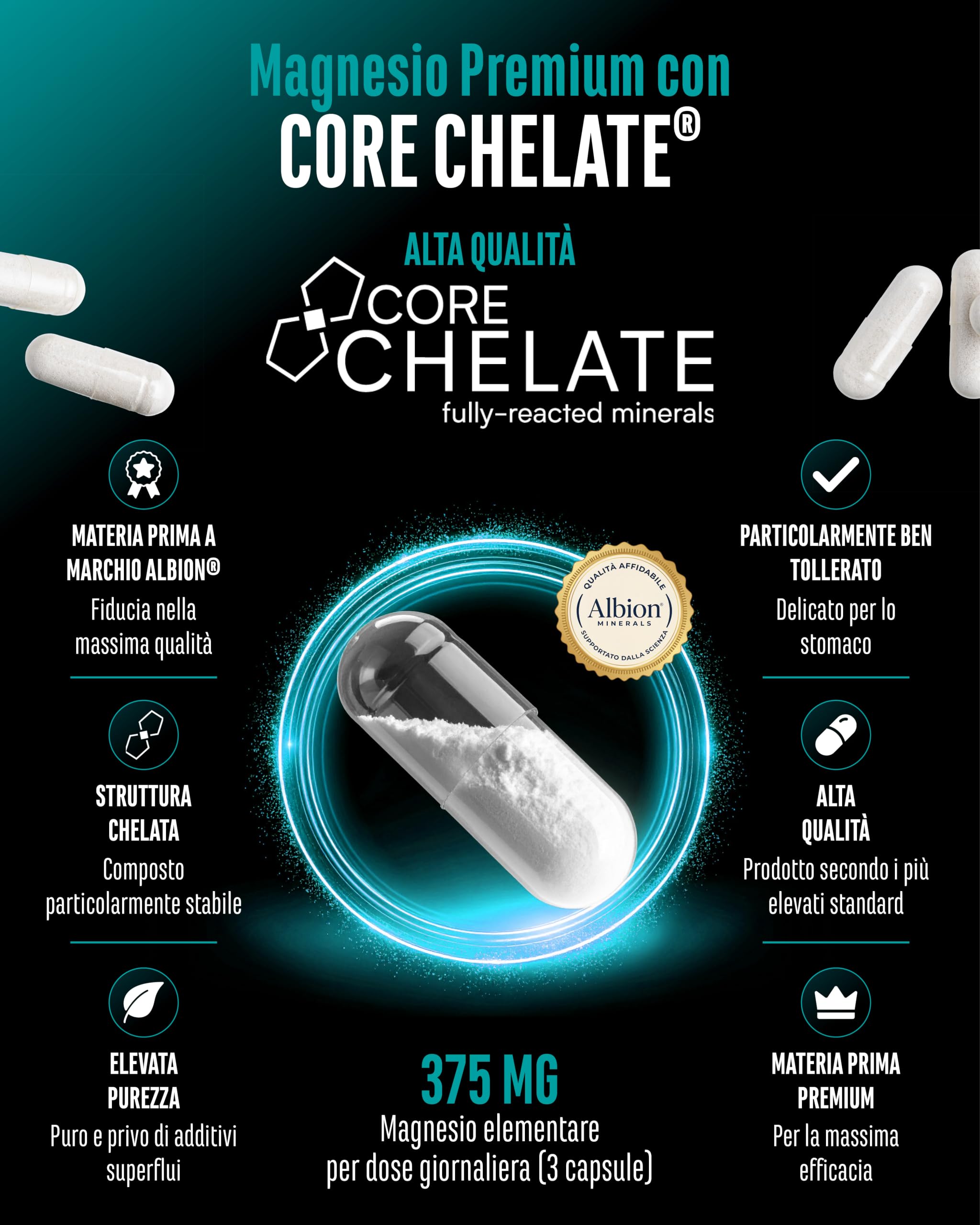 Elite Vitamins, Minerals & Hydration Complesso di Magnesio capsule 300 vegane