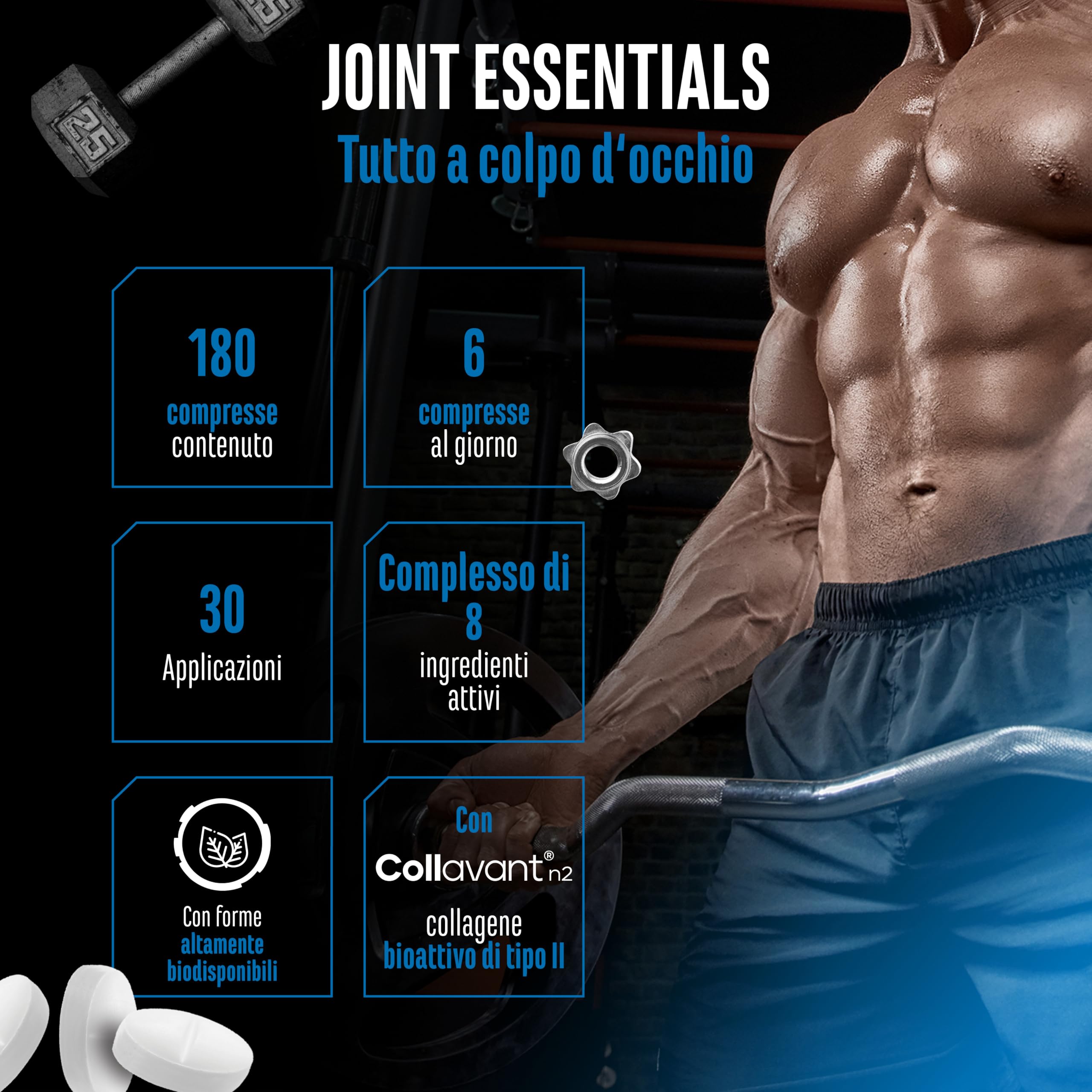 Elite Organ, Joint & Health Support Joint Essentials integratore 180 compresse senza glutine