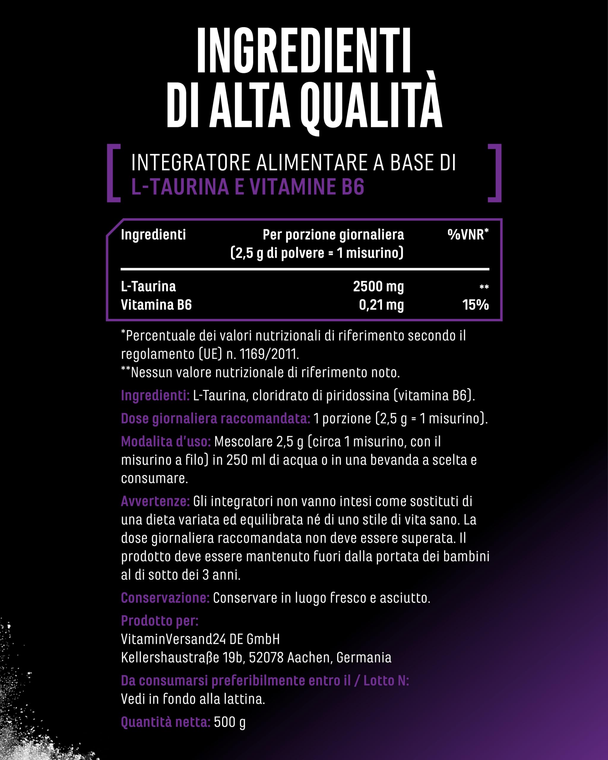 Elite Amino Singles Taurina integratore in polvere 500 g 200 porzioni
