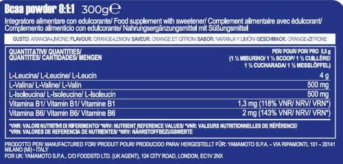 YAMAMOTO Aminoacidi e BCAAs BCAA Powder 8:1:1 polvere 300 g arancia limone