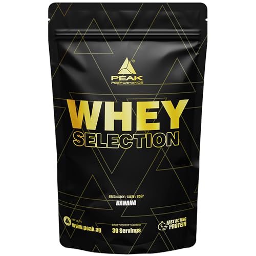 Green Peak Proteins PEAK Whey Selection proteine whey Banana 900 g, L-leucina