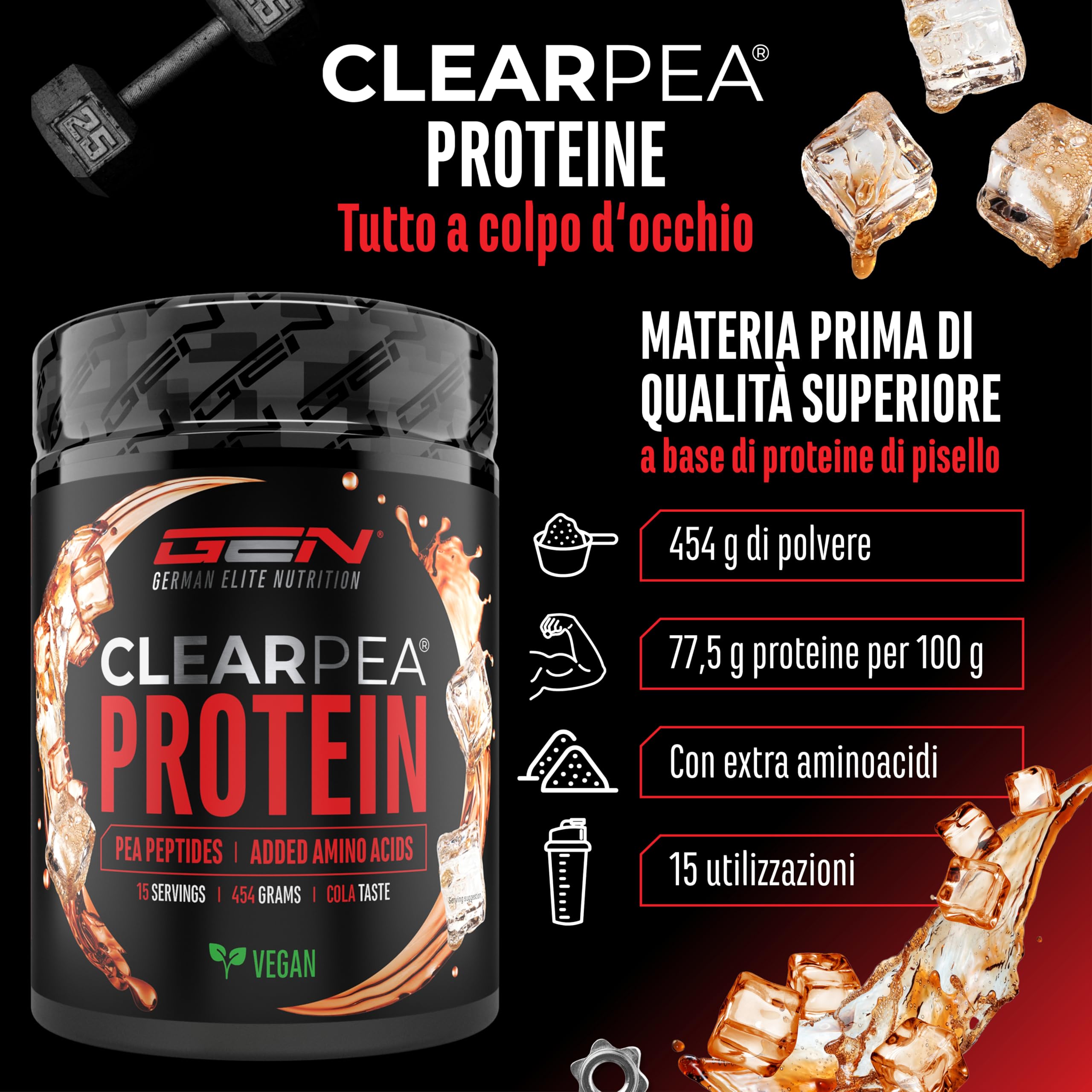 Elite Plant Protein ClearPea proteine vegane in polvere 454 g Cola